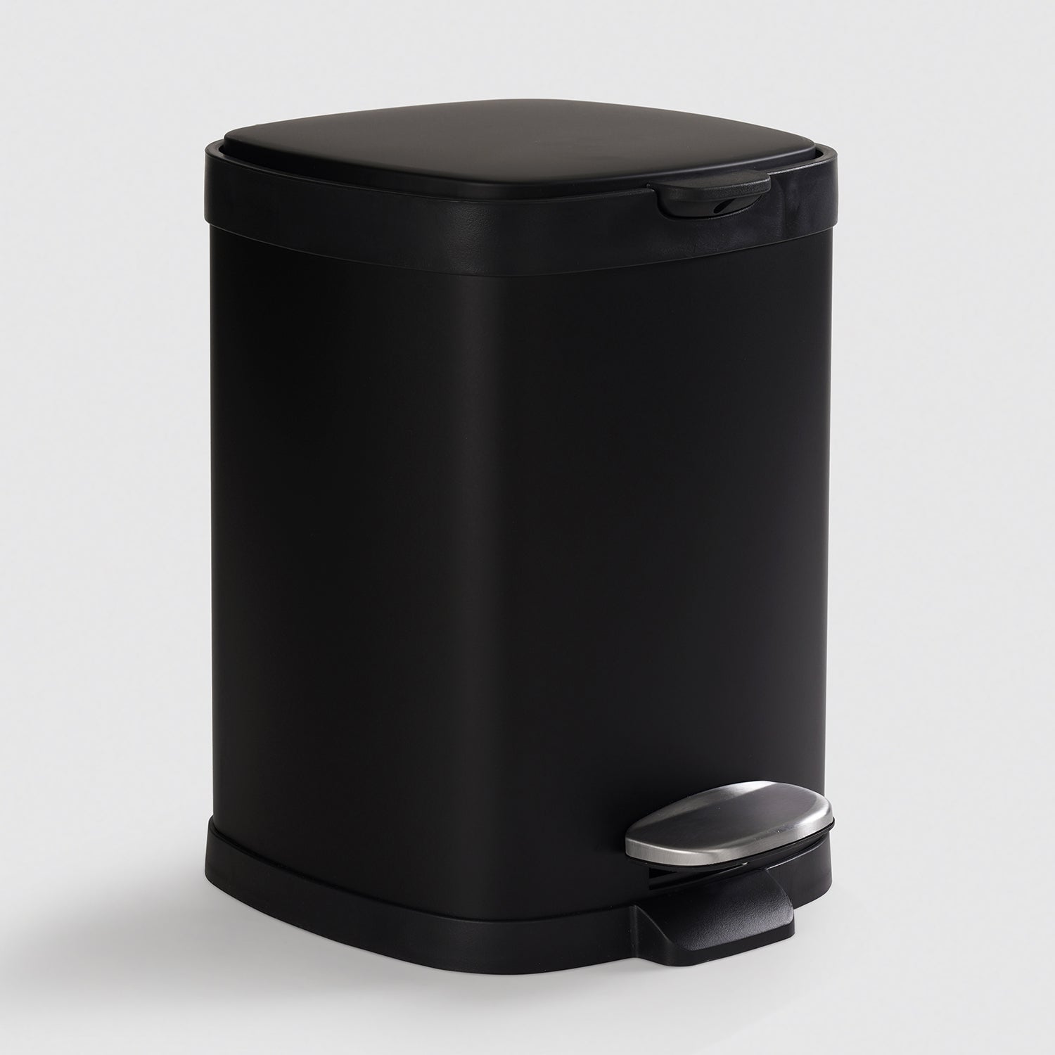Black Steel Square Pedal Waste Bin with Lid