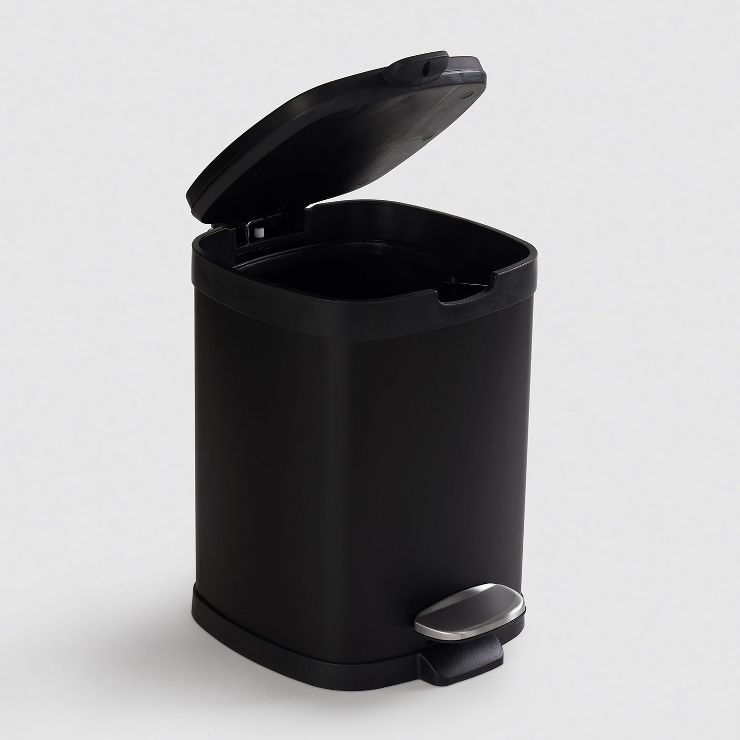 Black Steel Square Pedal Waste Bin with Lid