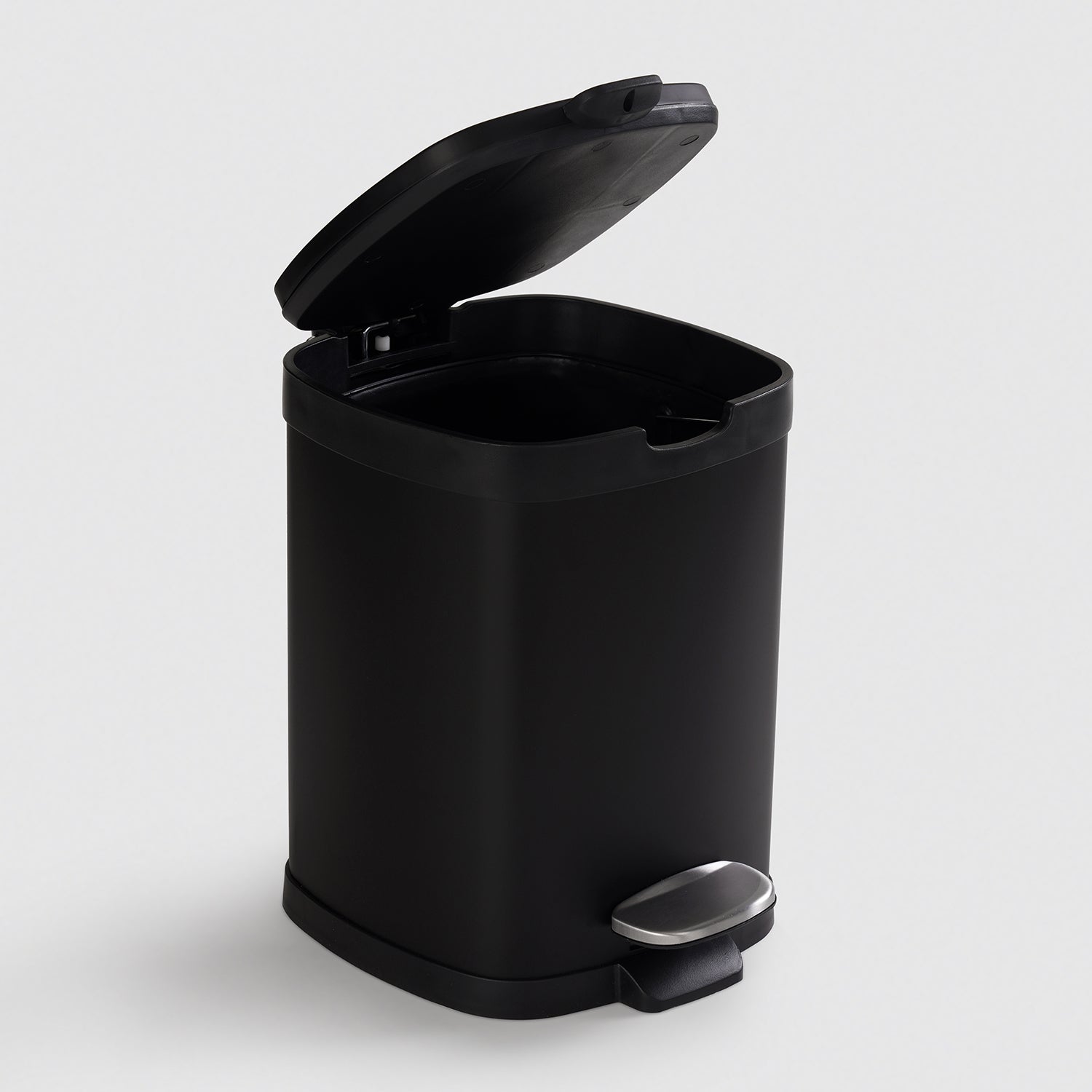 Black Steel Square Pedal Waste Bin with Lid