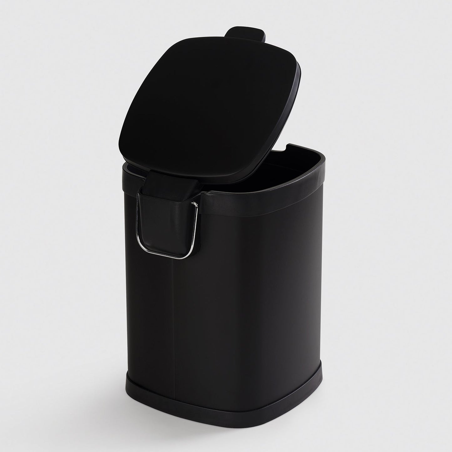 Black Steel Square Pedal Waste Bin with Lid