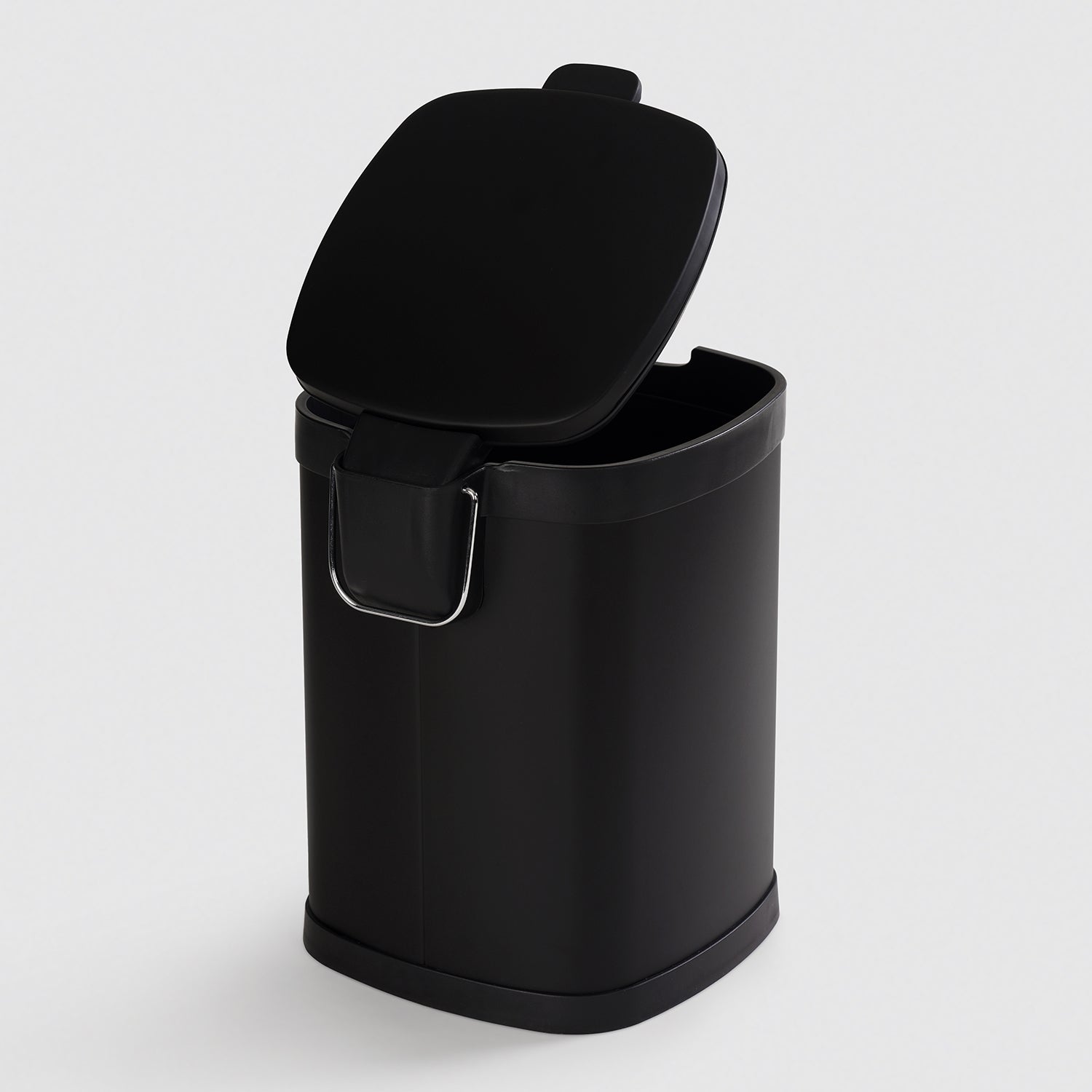 Black Steel Square Pedal Waste Bin with Lid
