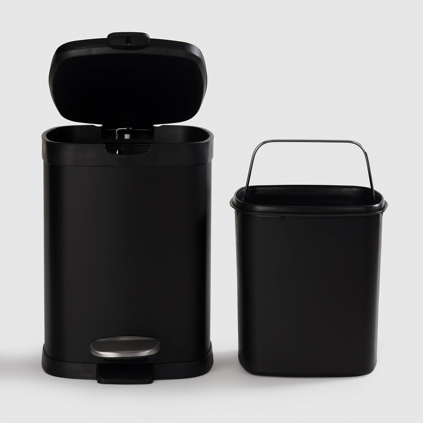 Black Steel Square Pedal Waste Bin with Lid