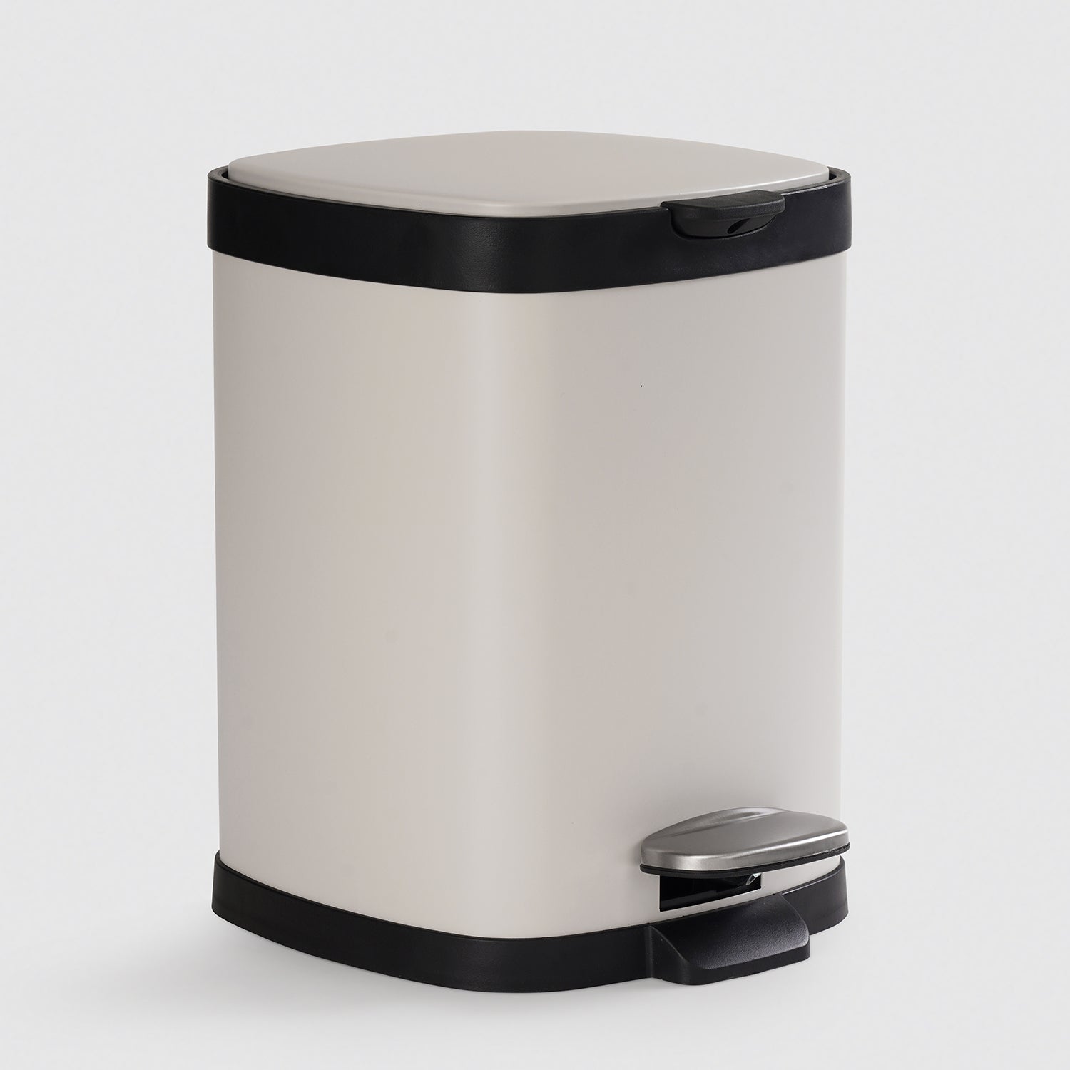 Black & White Steel Square Pedal Waste Bin with Lid