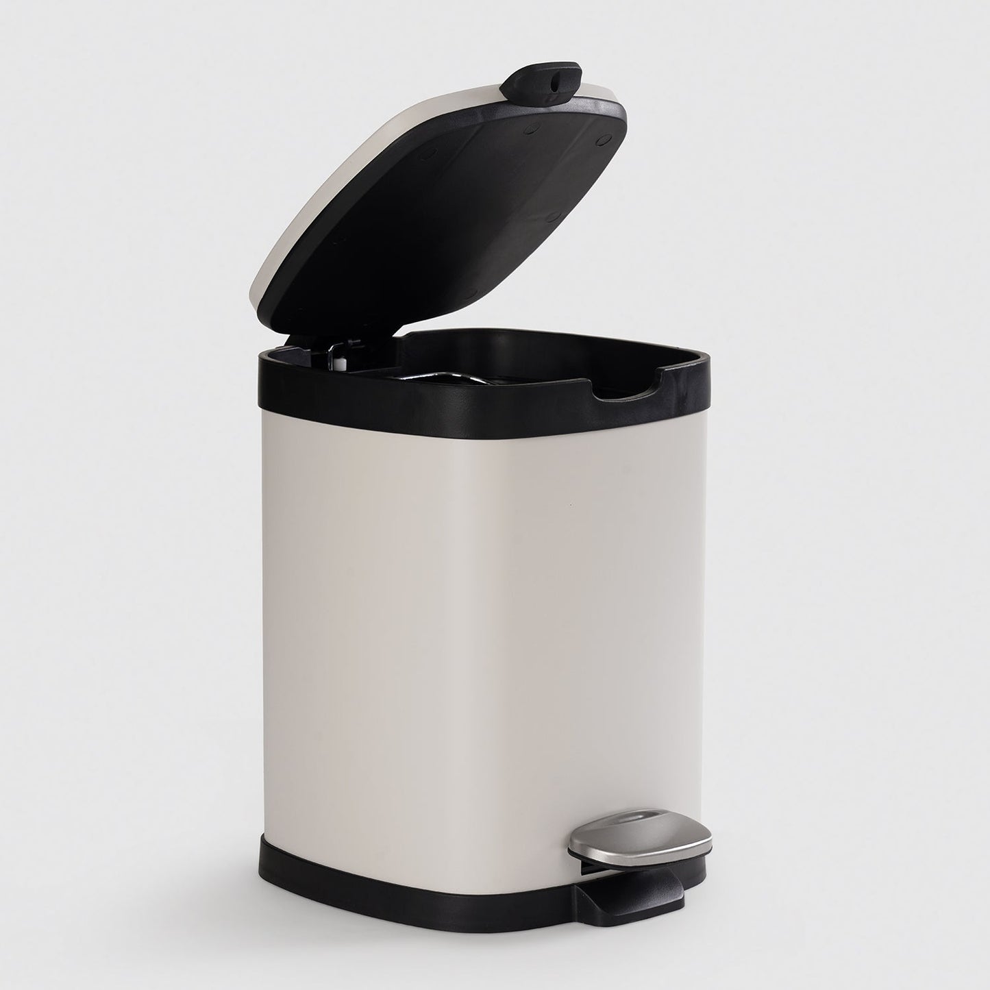 Black & White Steel Square Pedal Waste Bin with Lid
