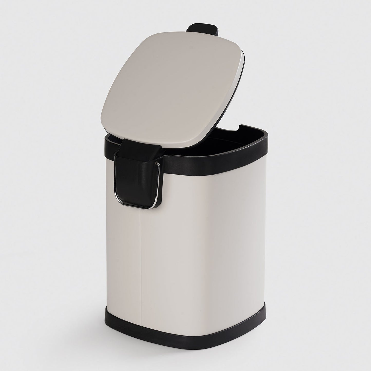 Black & White Steel Square Pedal Waste Bin with Lid