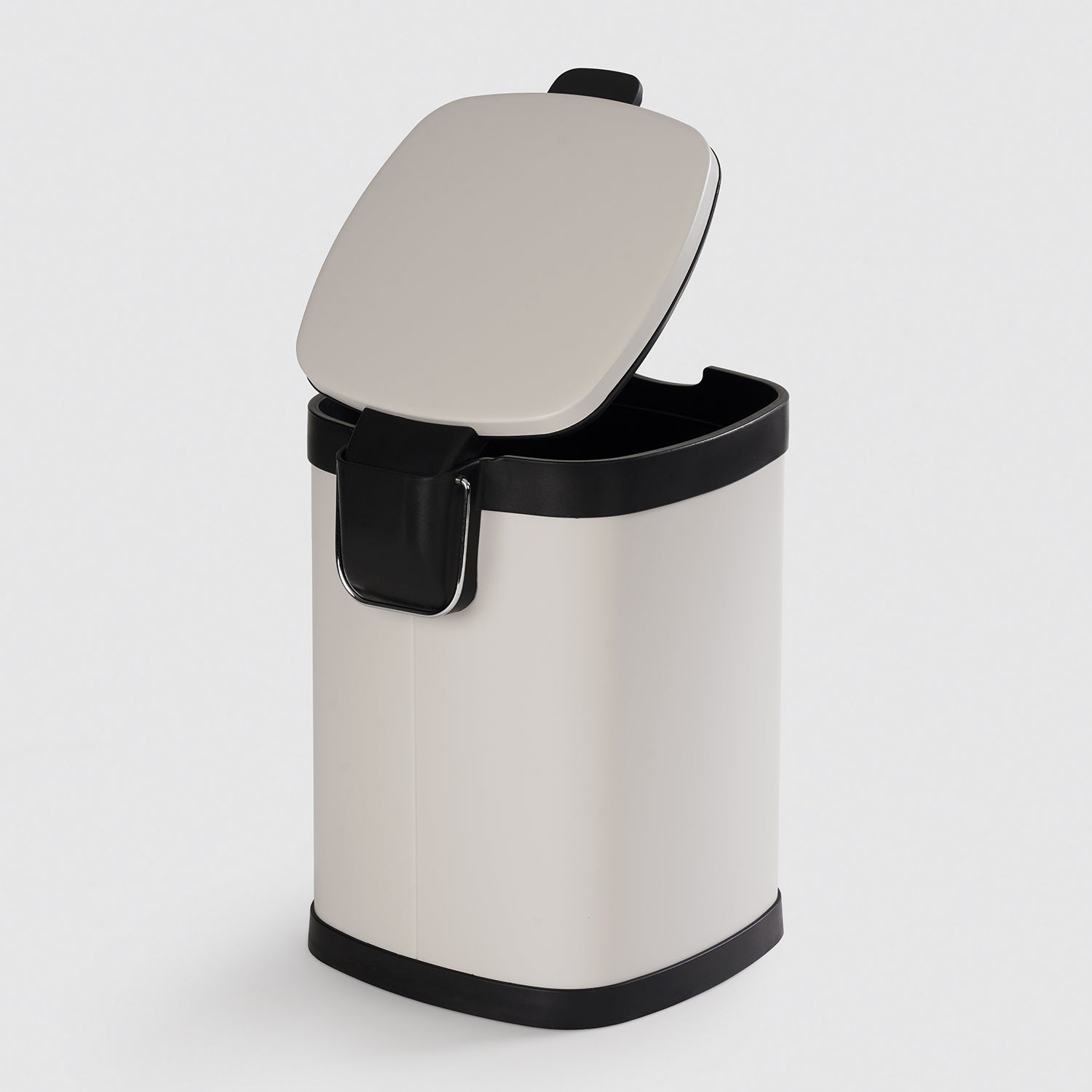 Black & White Steel Square Pedal Waste Bin with Lid