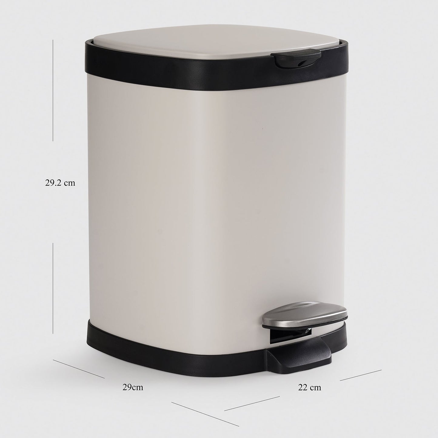 Black & White Steel Square Pedal Waste Bin with Lid