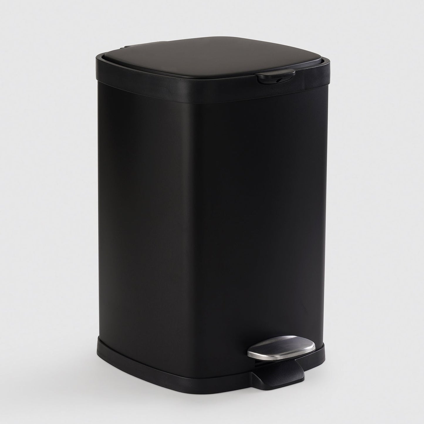Black Steel Square Pedal Waste Bin with Lid