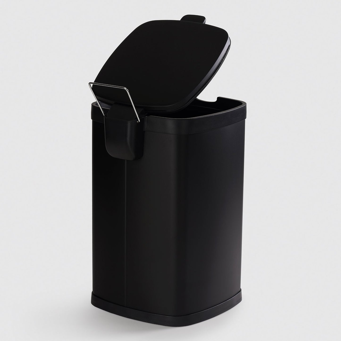 Black Steel Square Pedal Waste Bin with Lid