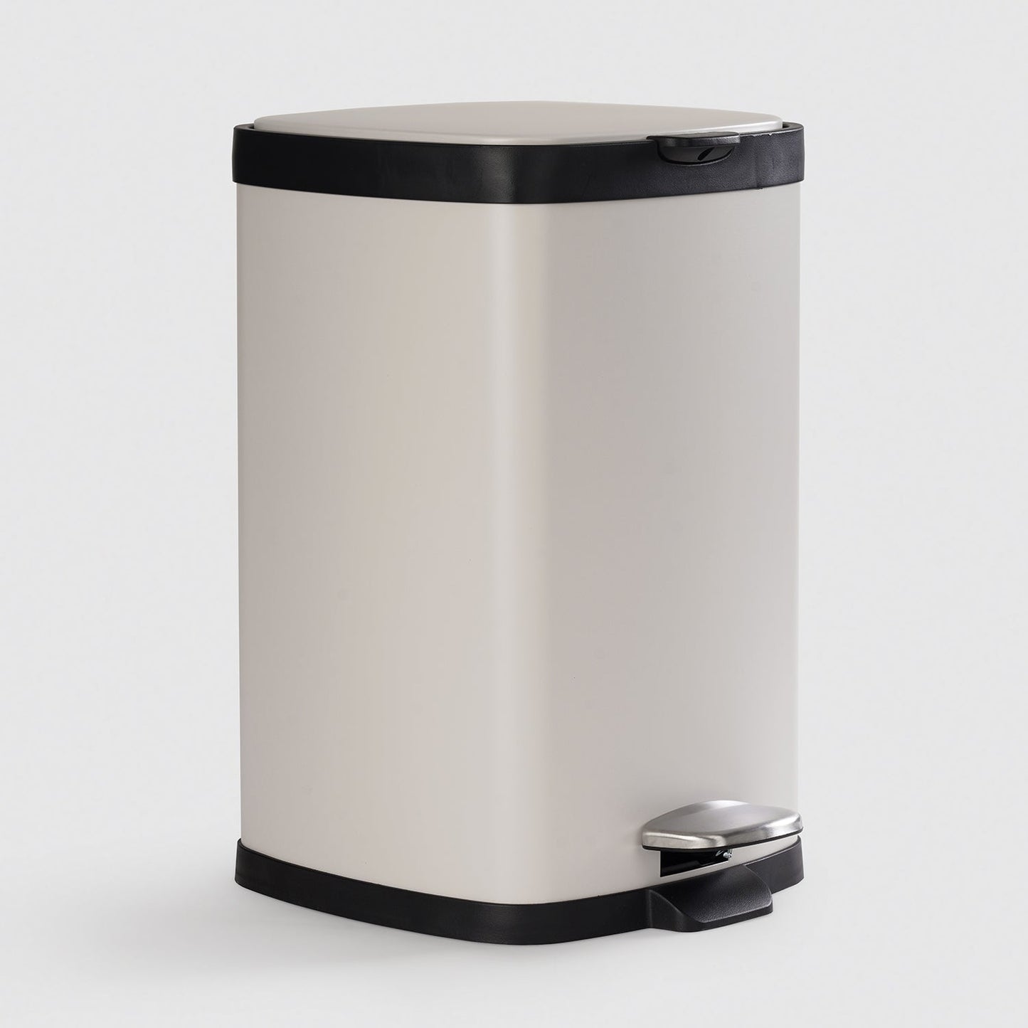 Black & White Steel Square Pedal Waste Bin with Lid