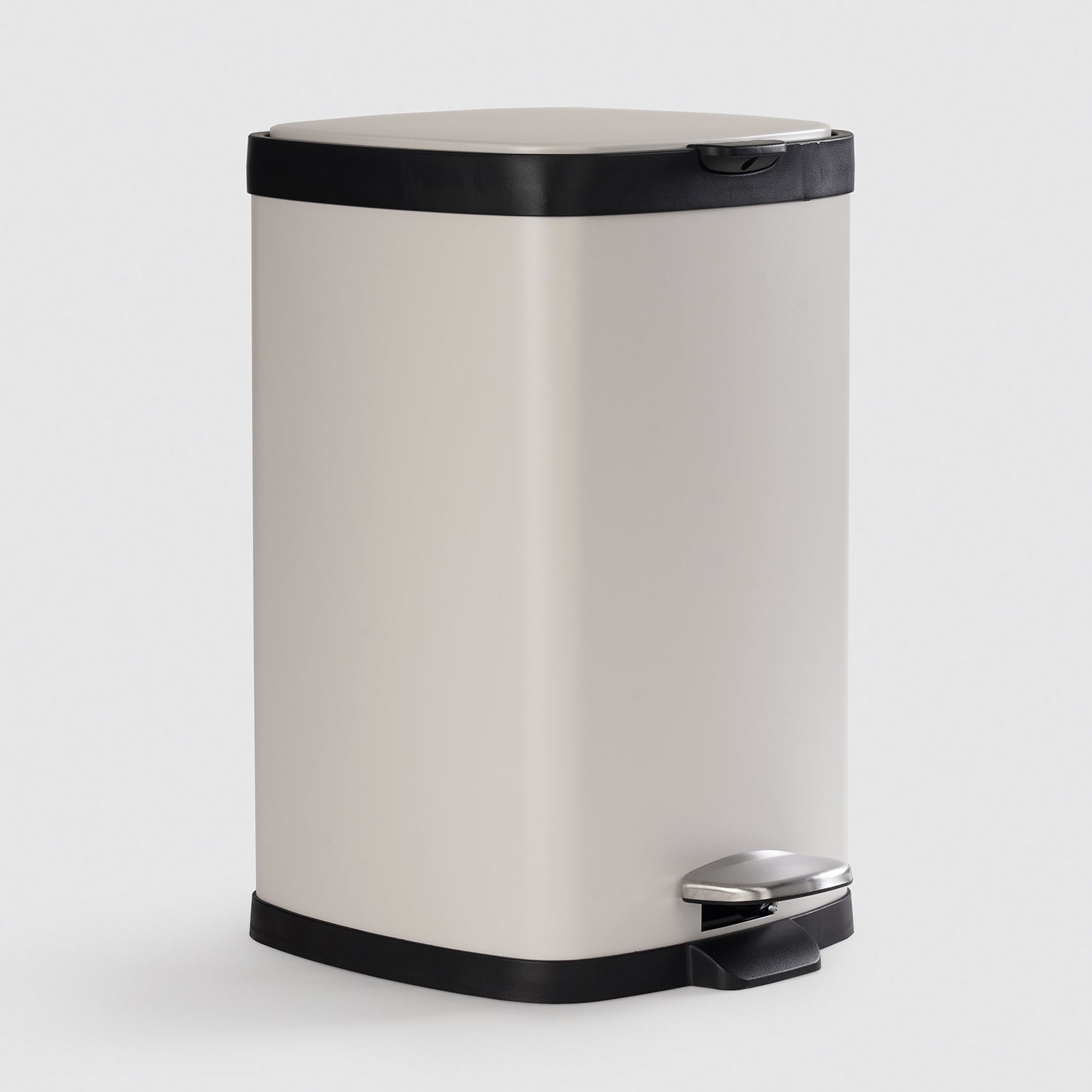 Black & White Steel Square Pedal Waste Bin with Lid