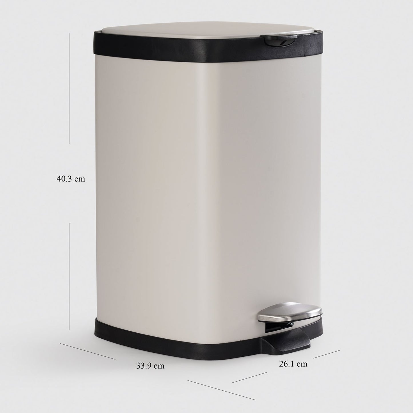 Black & White Steel Square Pedal Waste Bin with Lid