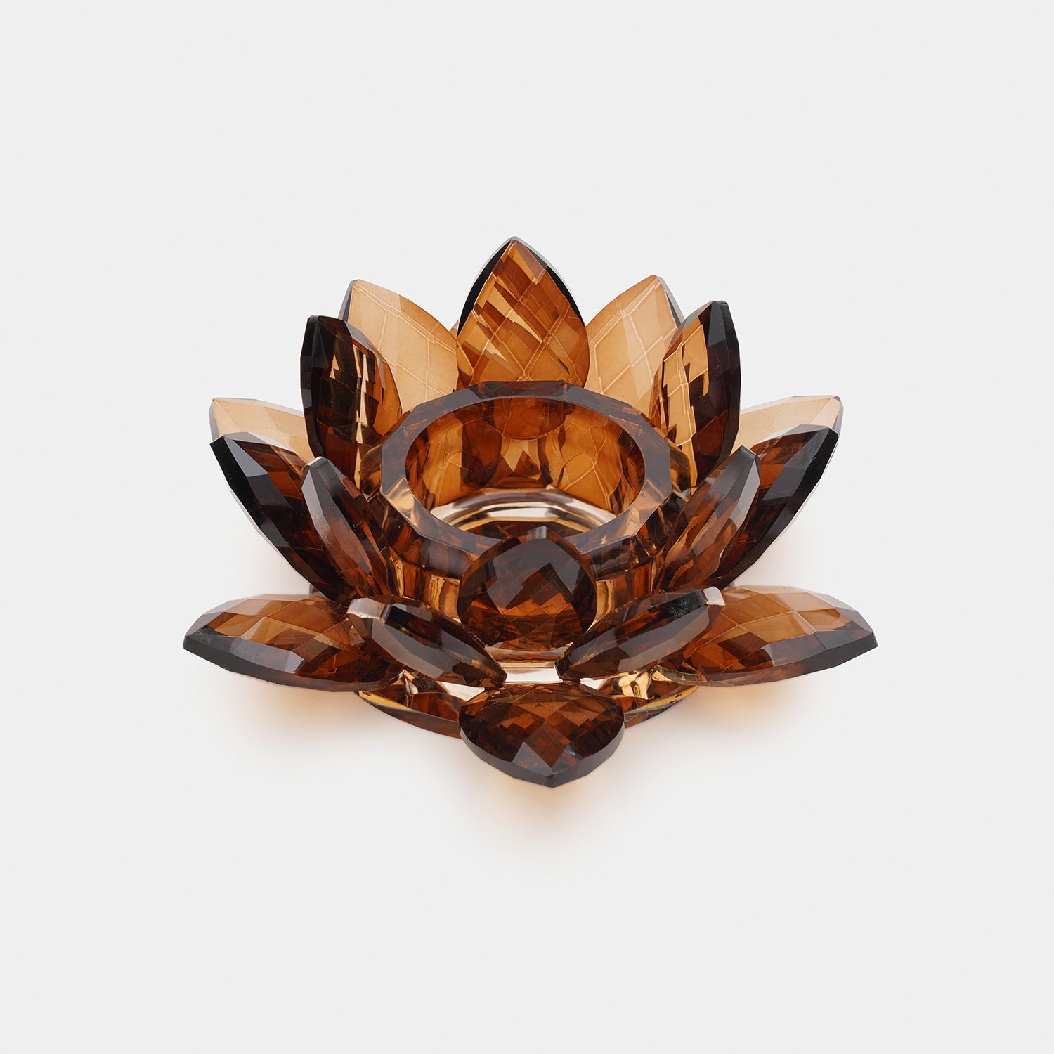 Amber Lotus Shaped Crystal Candle Holder