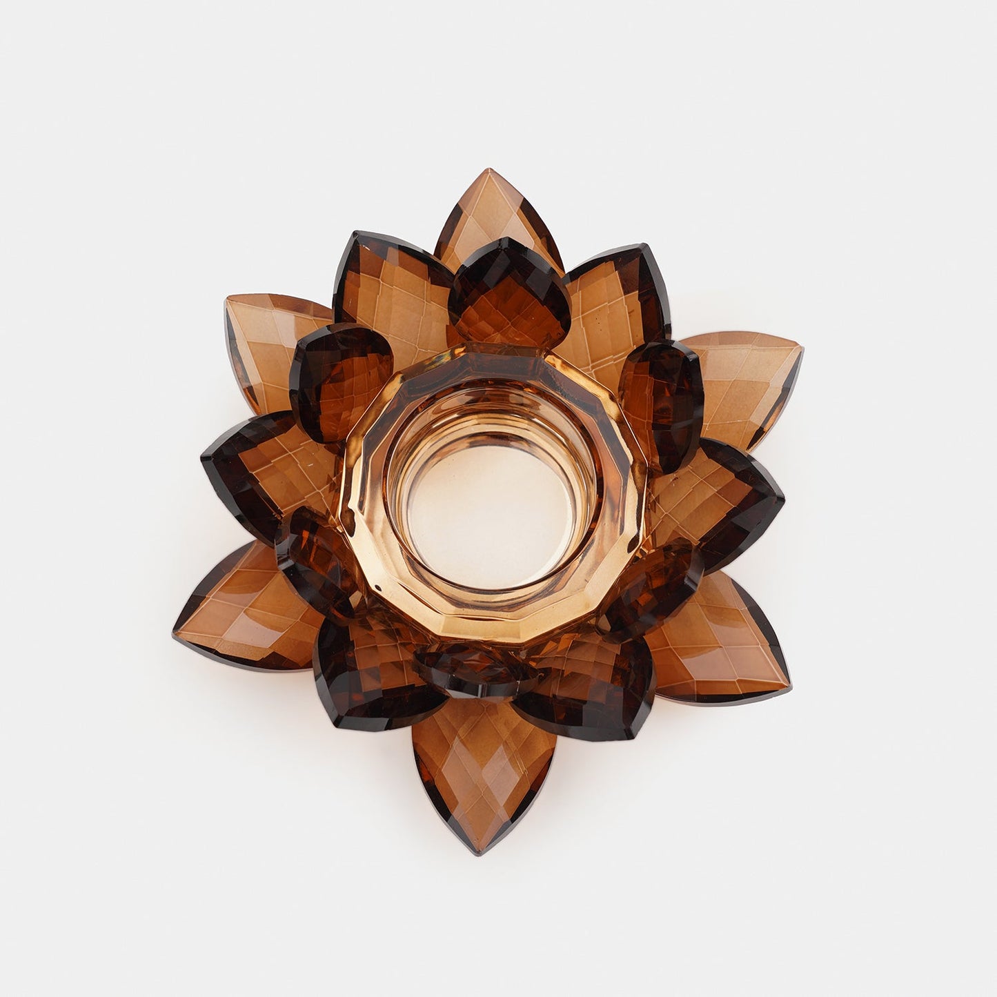 Amber Lotus Shaped Crystal Candle Holder
