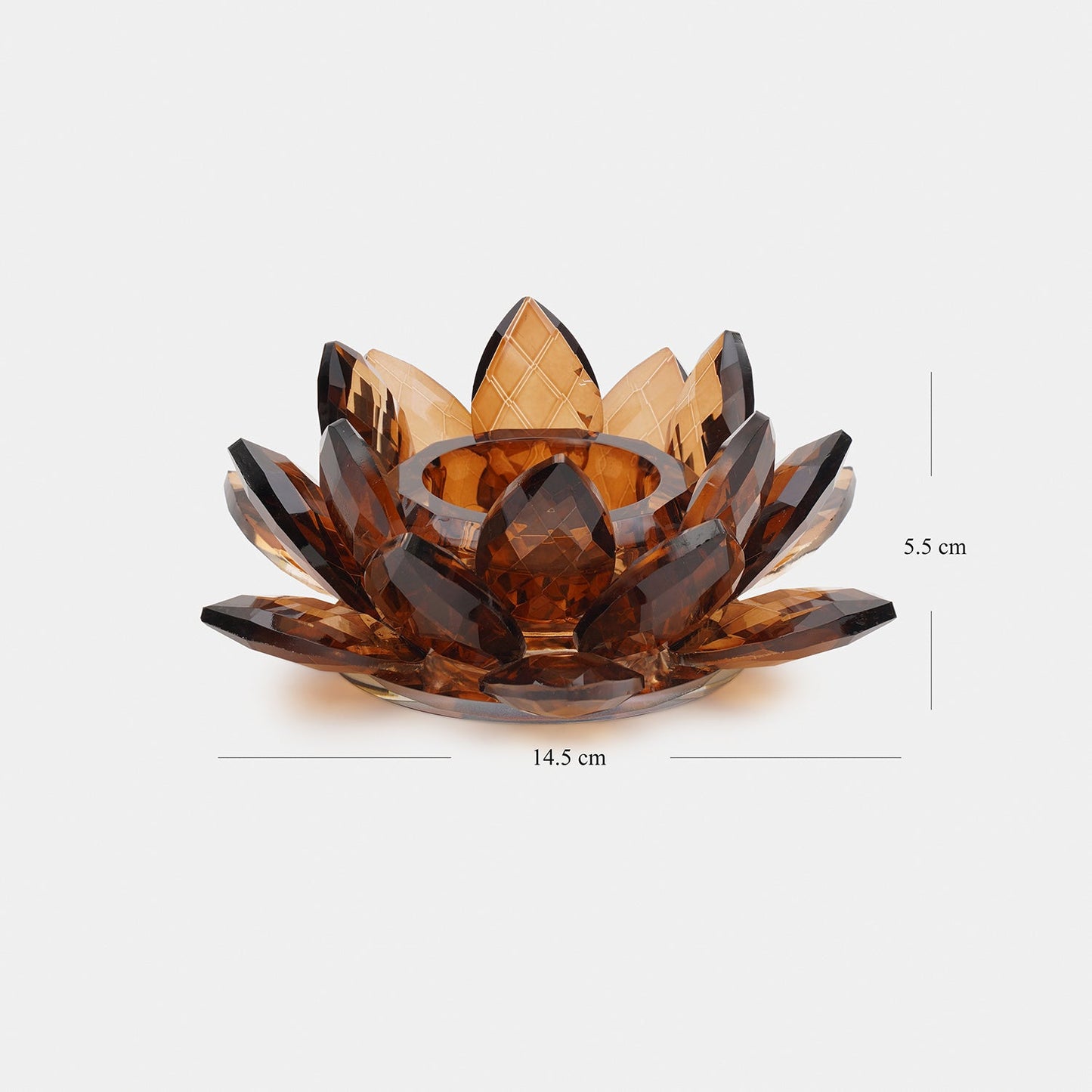 Amber Lotus Shaped Crystal Candle Holder