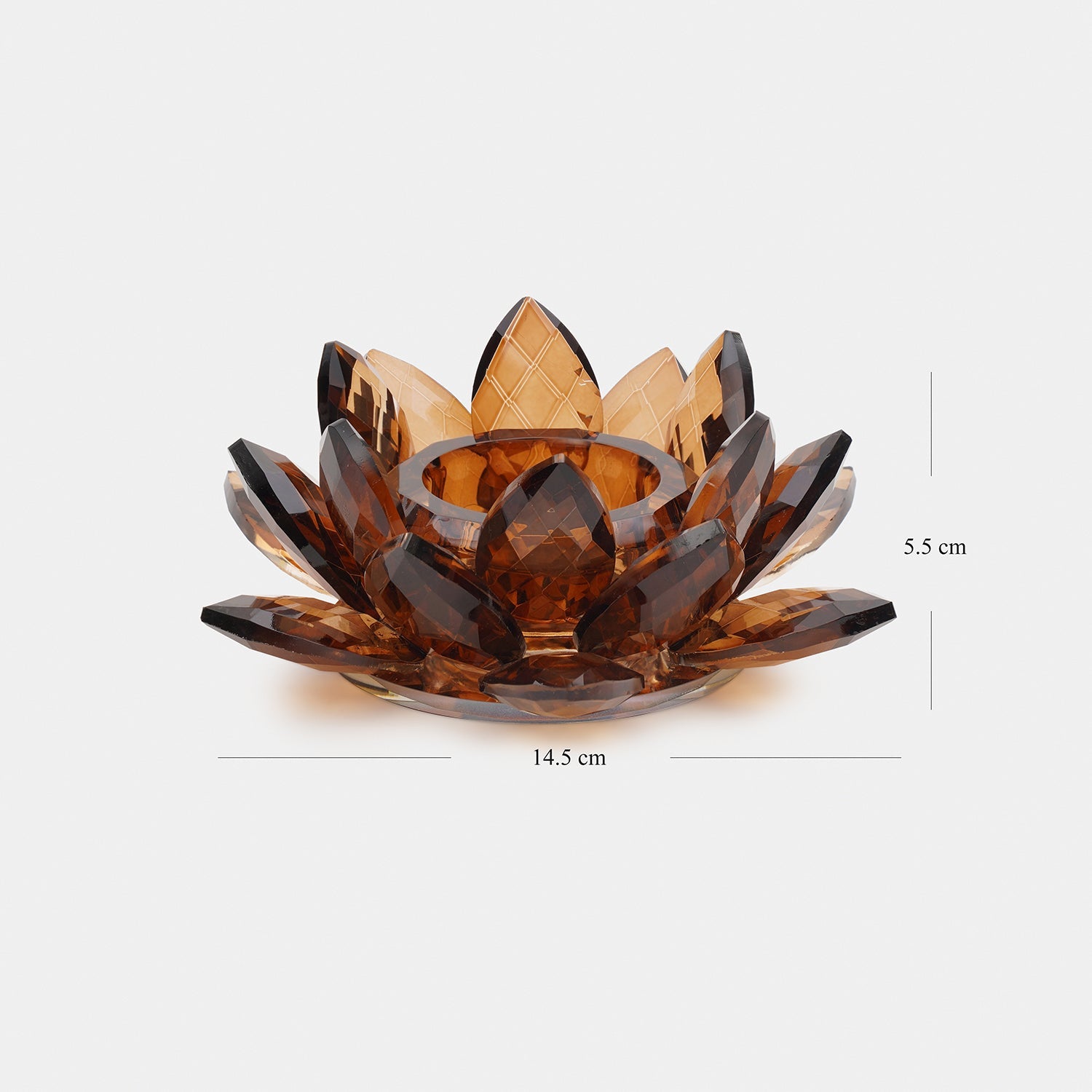 Amber Lotus Shaped Crystal Candle Holder