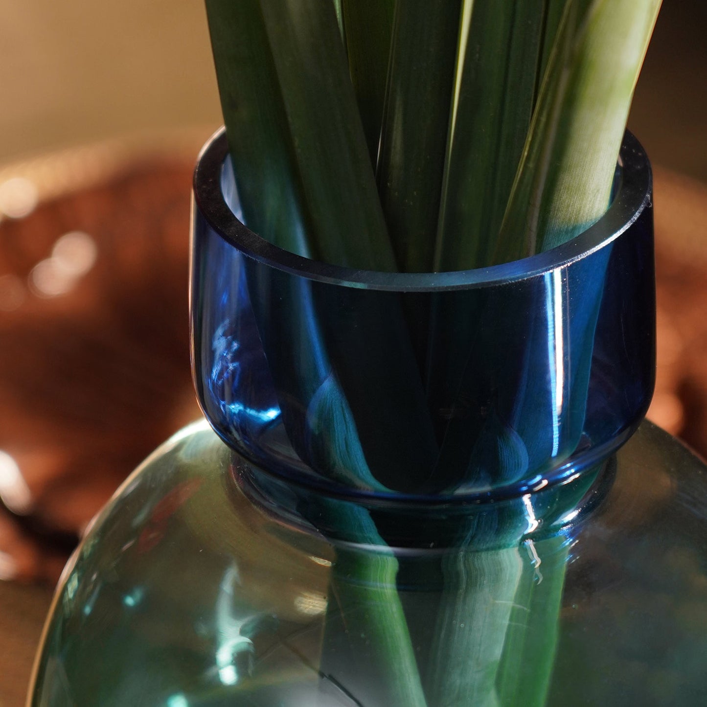Blue & Green Ombre Geometric Glass Vase
