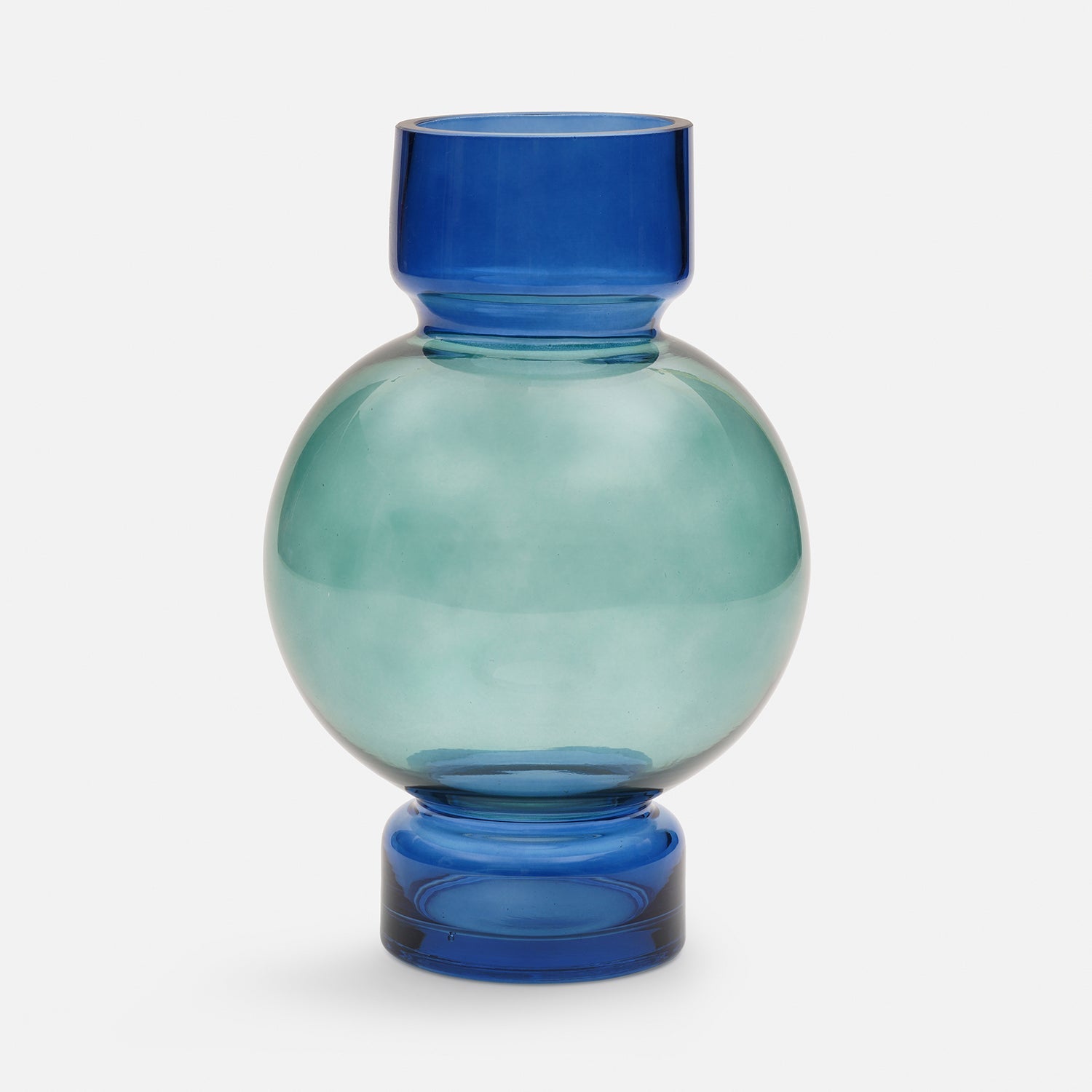 Blue & Green Ombre Geometric Glass Vase