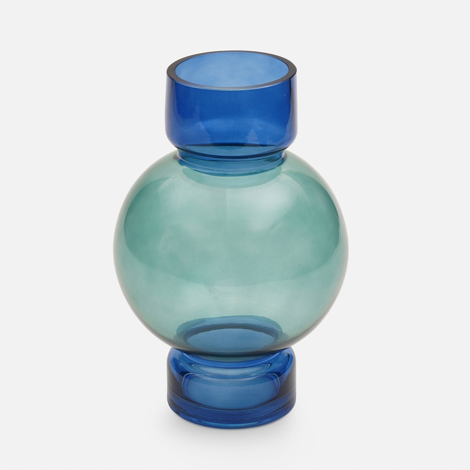 Blue & Green Ombre Geometric Glass Vase