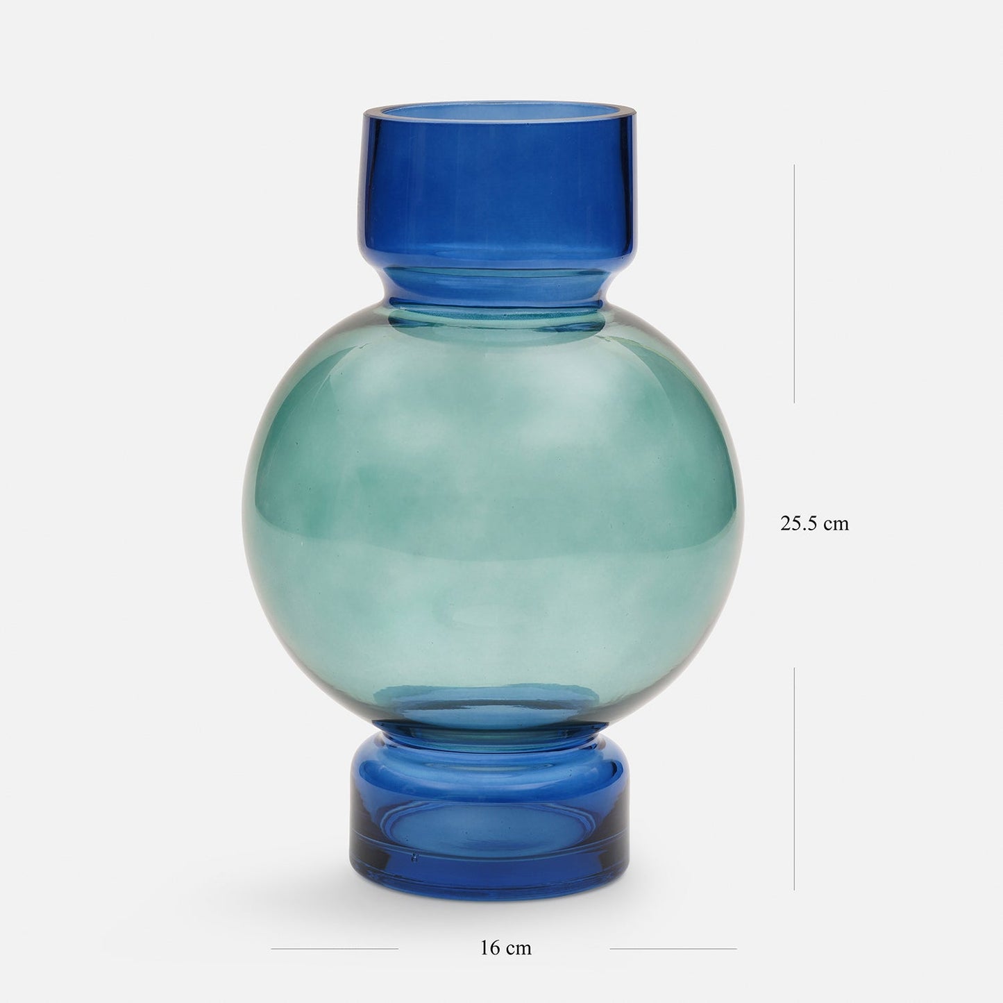 Blue & Green Ombre Geometric Glass Vase
