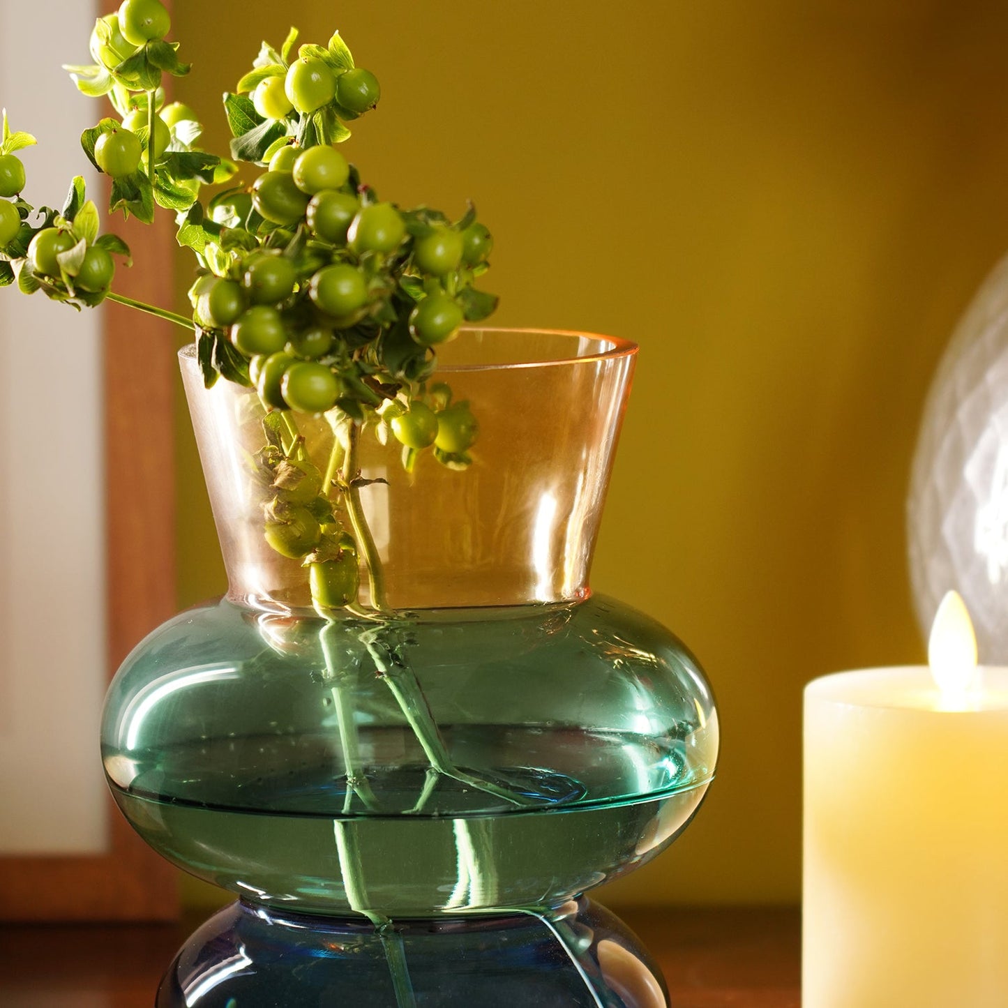 Amber Multi Shaped Glass Vase