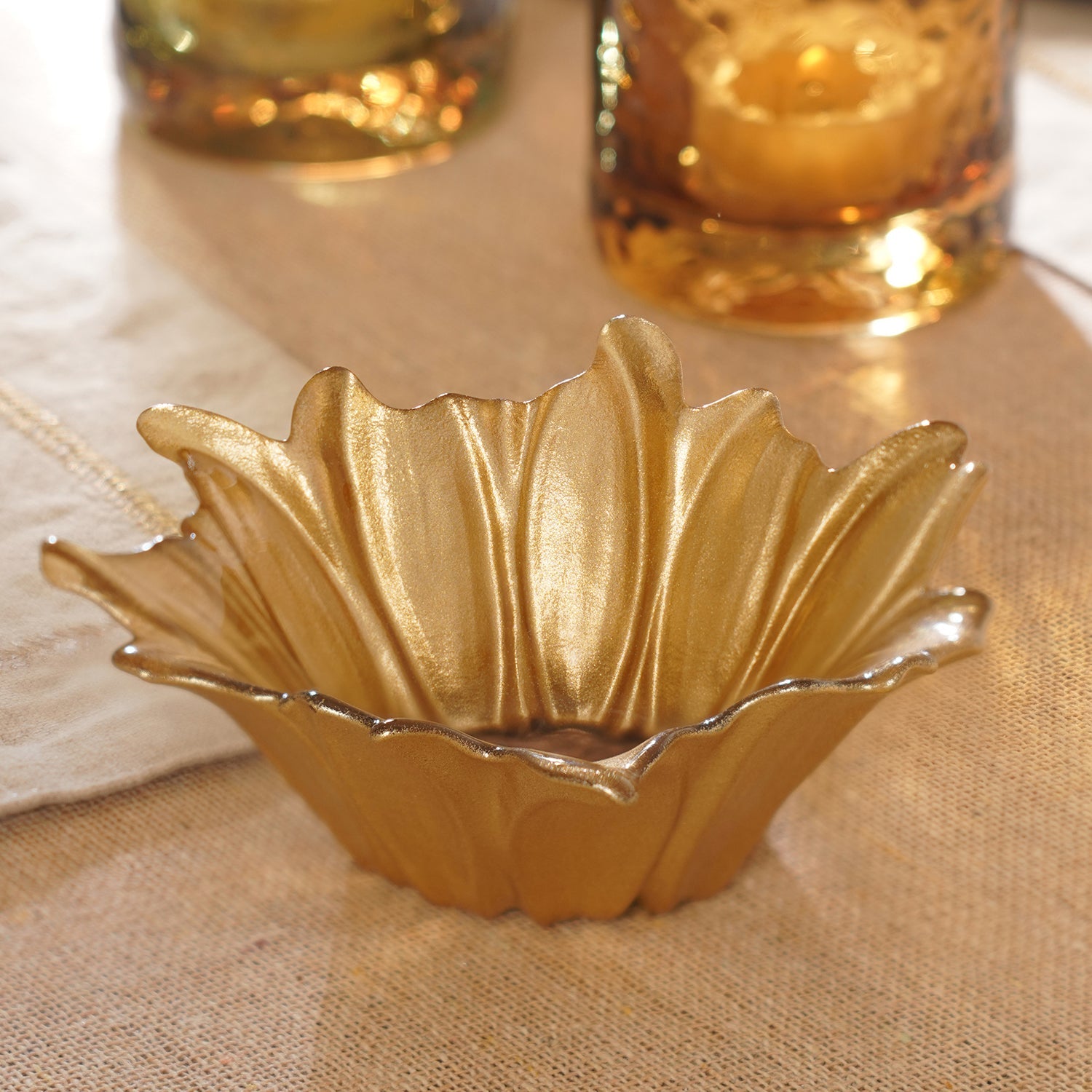 Gold Ombre Flower Shaped Serving Bowl - Small