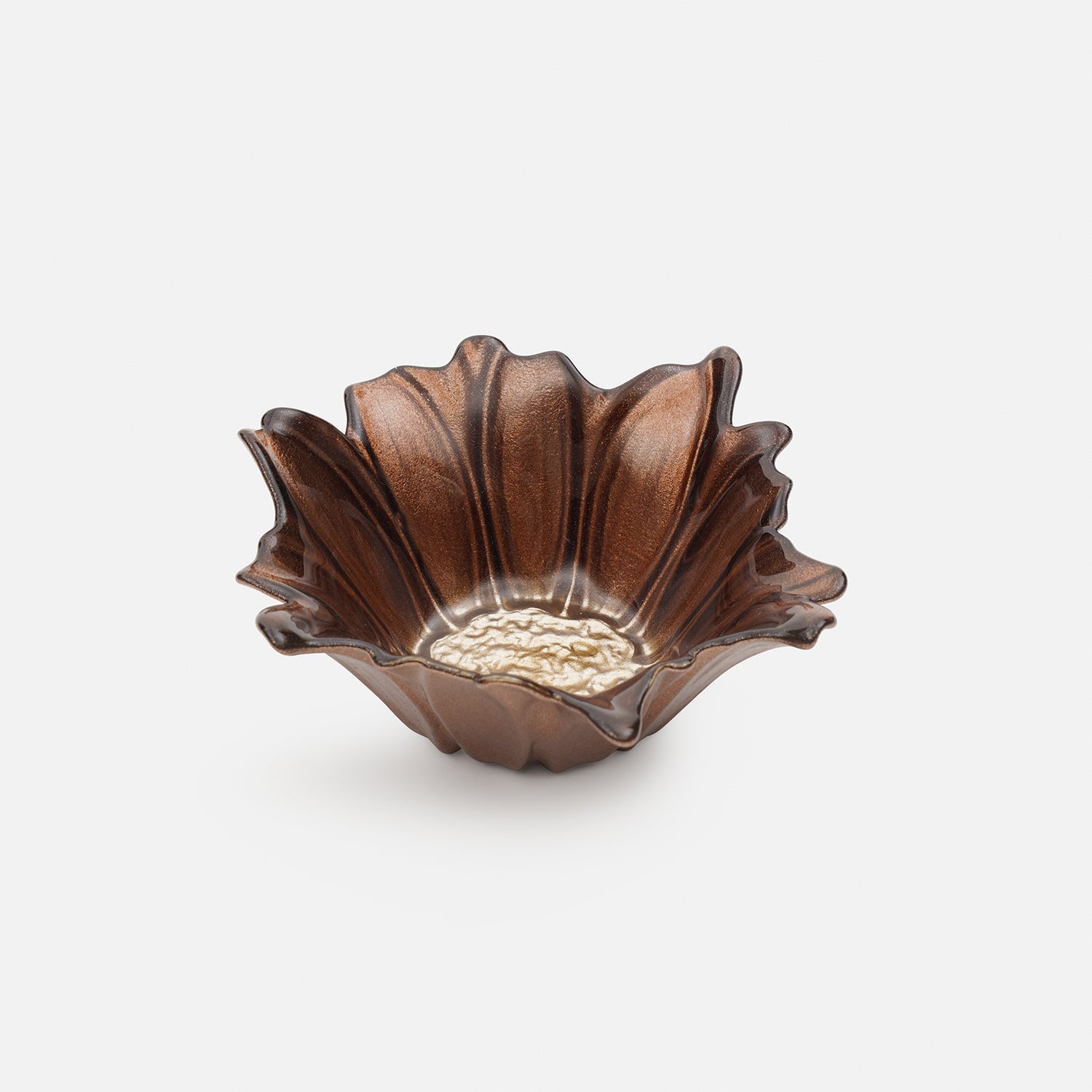 Brown Ombre Flower Shaped Serving Bowl - Small