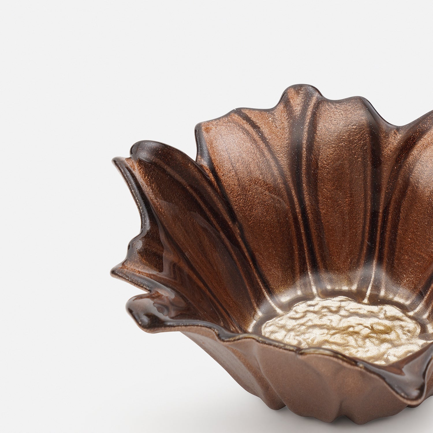 Brown Ombre Flower Shaped Serving Bowl - Small
