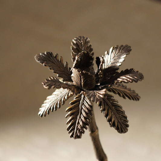 Brown Bronze Finish Palm Tree Candle Holder - Small