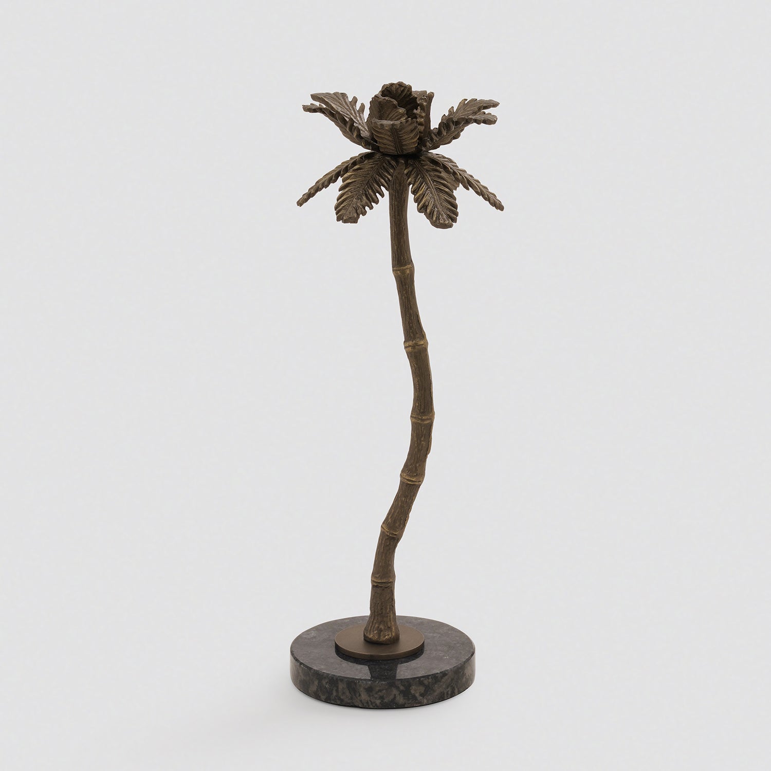 Brown Bronze Finish Palm Tree Candle Holder - Small