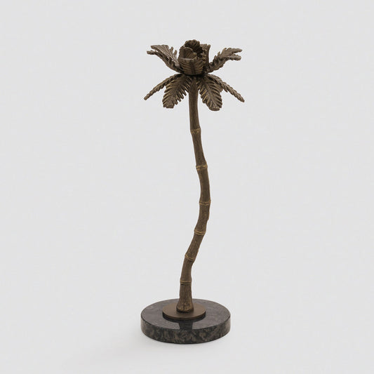 Brown Bronze Finish Palm Tree Candle Holder - Small