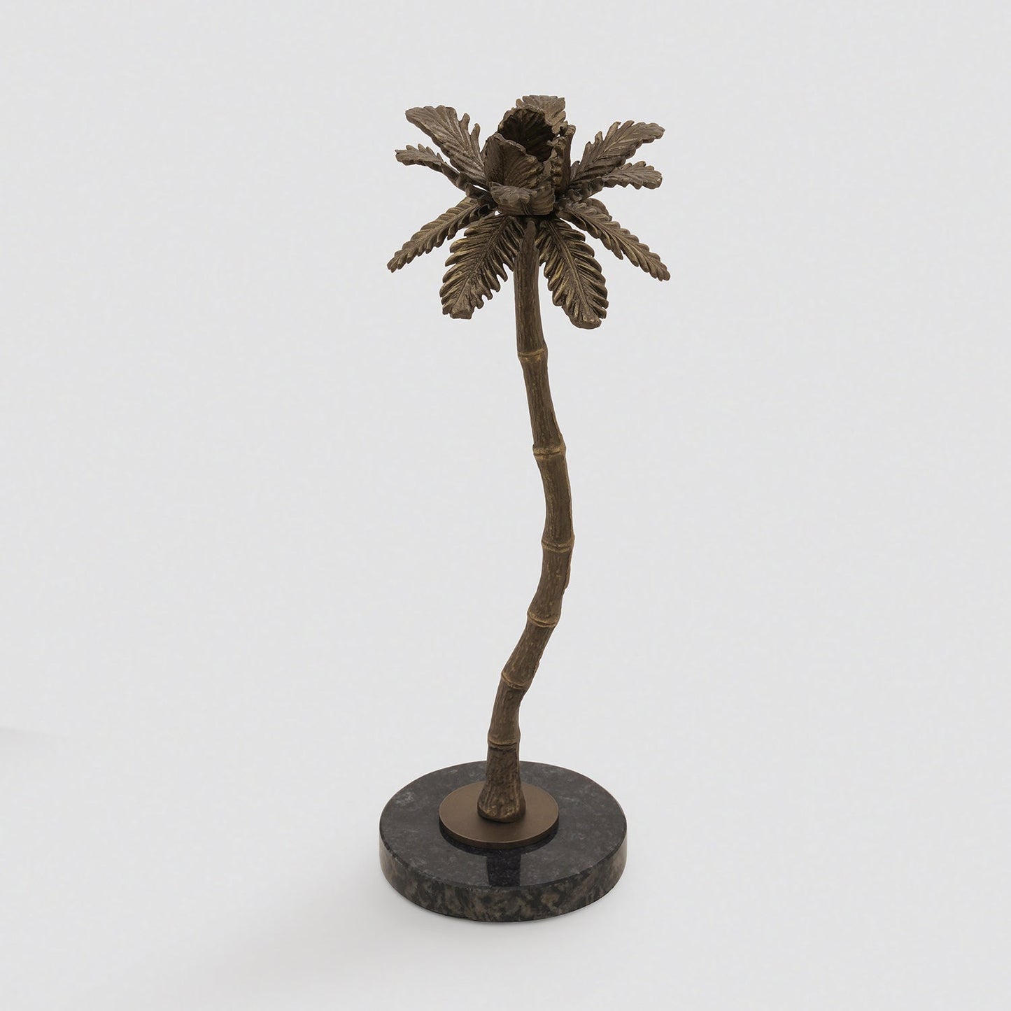 Brown Bronze Finish Palm Tree Candle Holder - Small