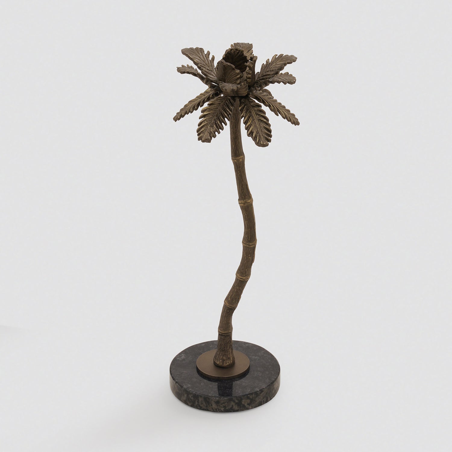 Brown Bronze Finish Palm Tree Candle Holder - Small