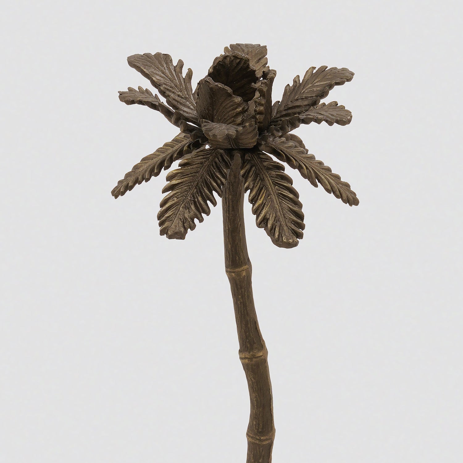 Brown Bronze Finish Palm Tree Candle Holder - Small