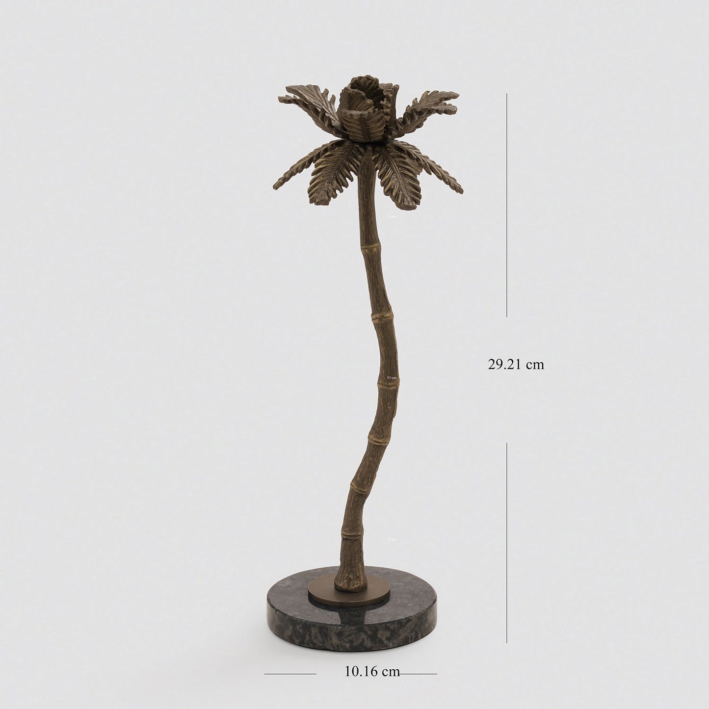 Brown Bronze Finish Palm Tree Candle Holder - Small