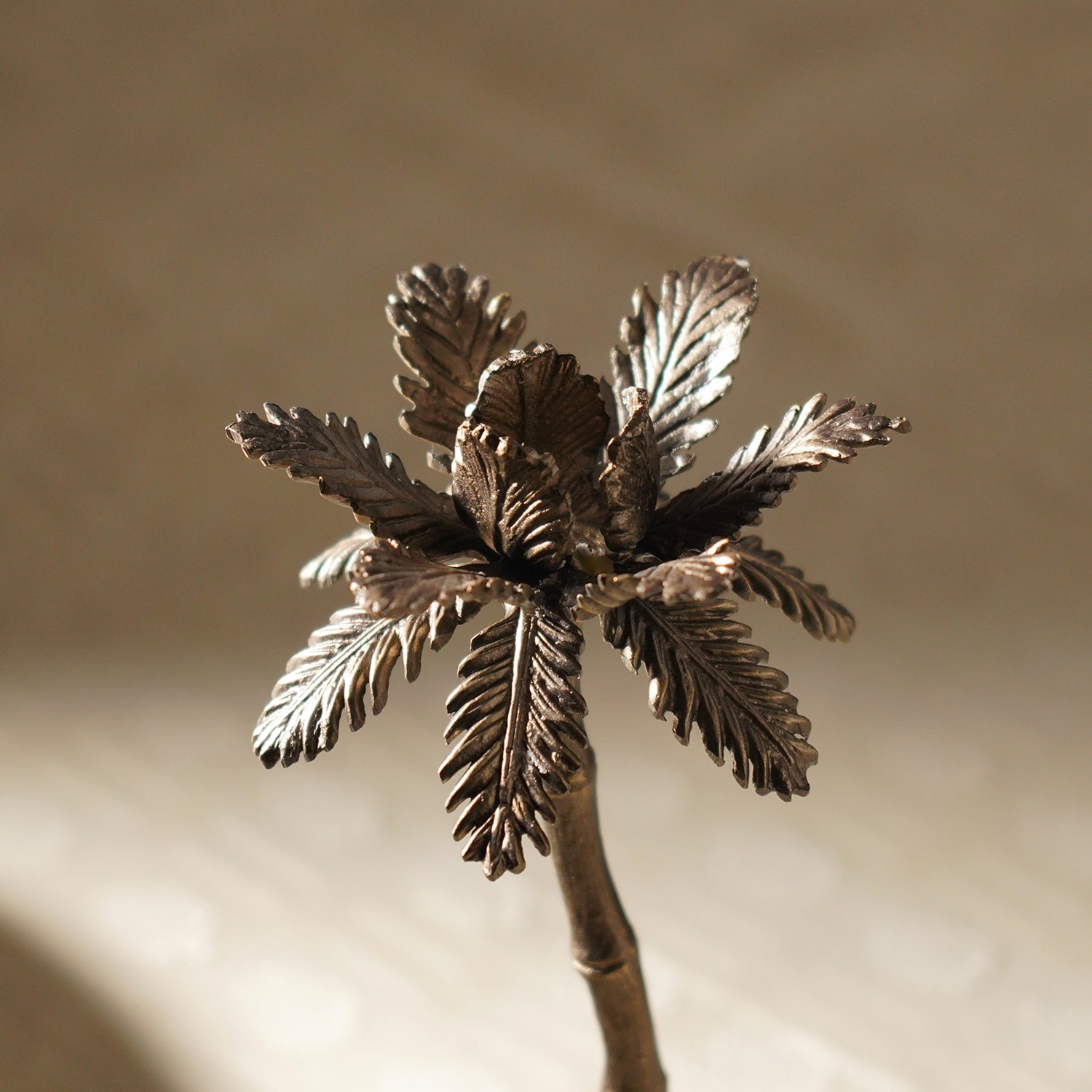 Brown Bronze Finish Palm Tree Candle Holder - Large