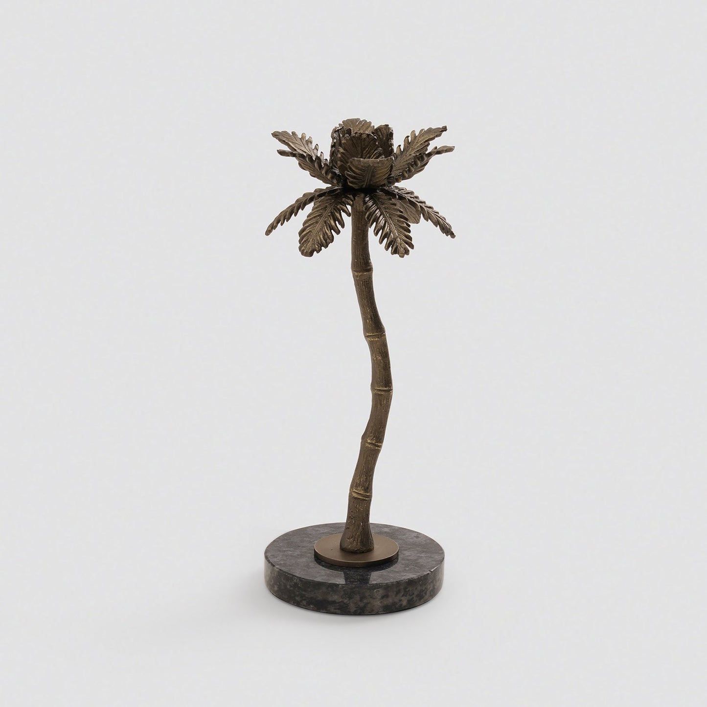 Brown Bronze Finish Palm Tree Candle Holder - Large