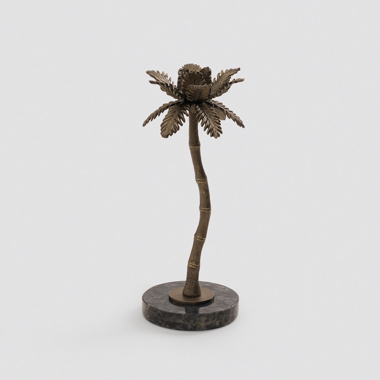 Brown Bronze Finish Palm Tree Candle Holder - Large