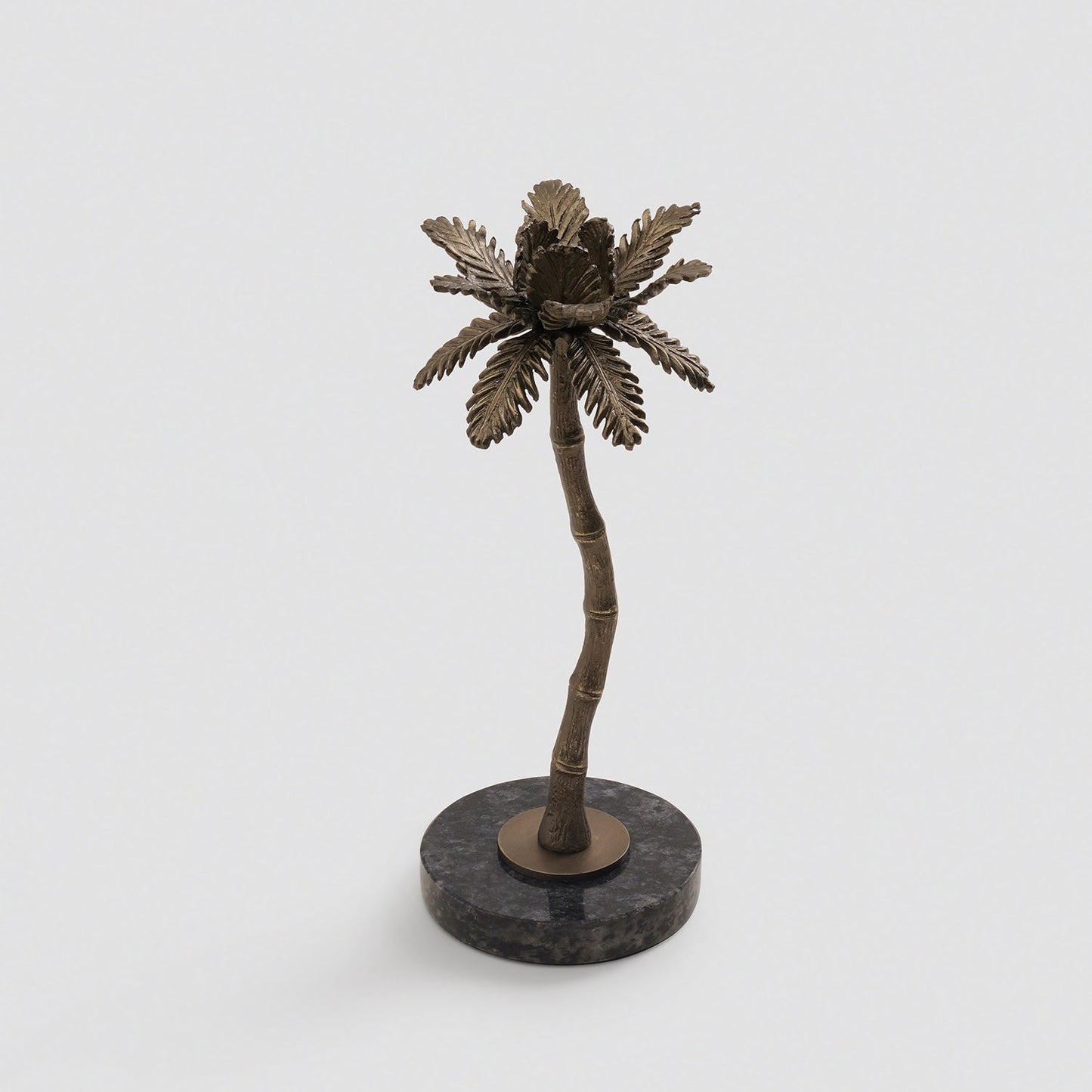 Brown Bronze Finish Palm Tree Candle Holder - Large