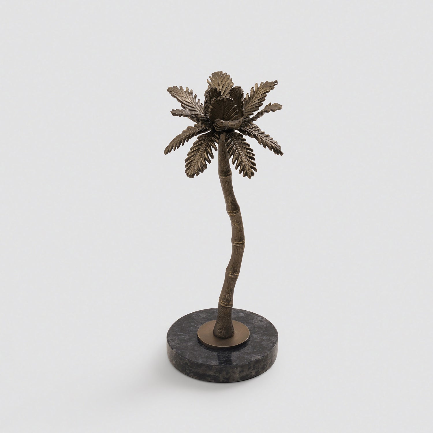 Brown Bronze Finish Palm Tree Candle Holder - Large