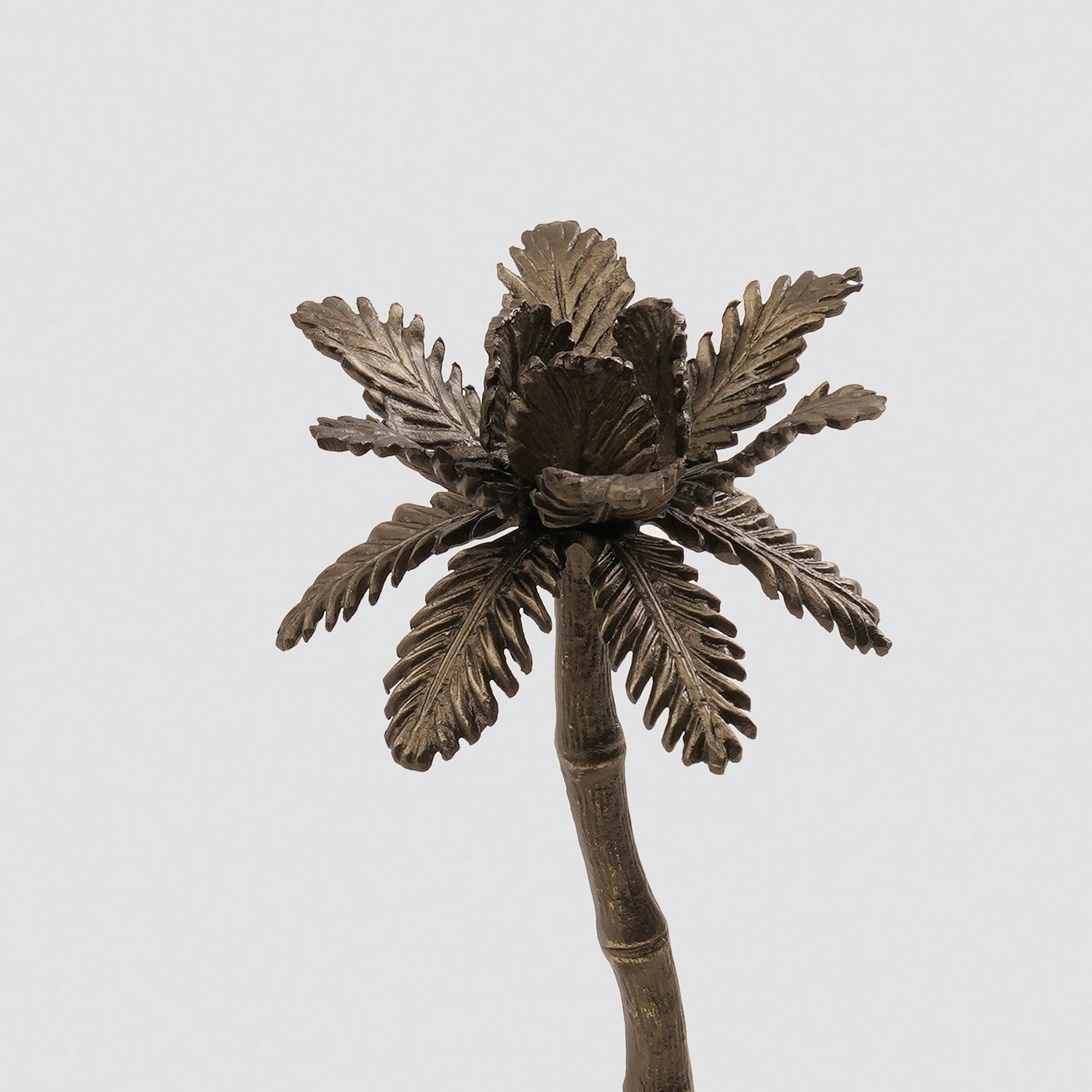 Brown Bronze Finish Palm Tree Candle Holder - Large