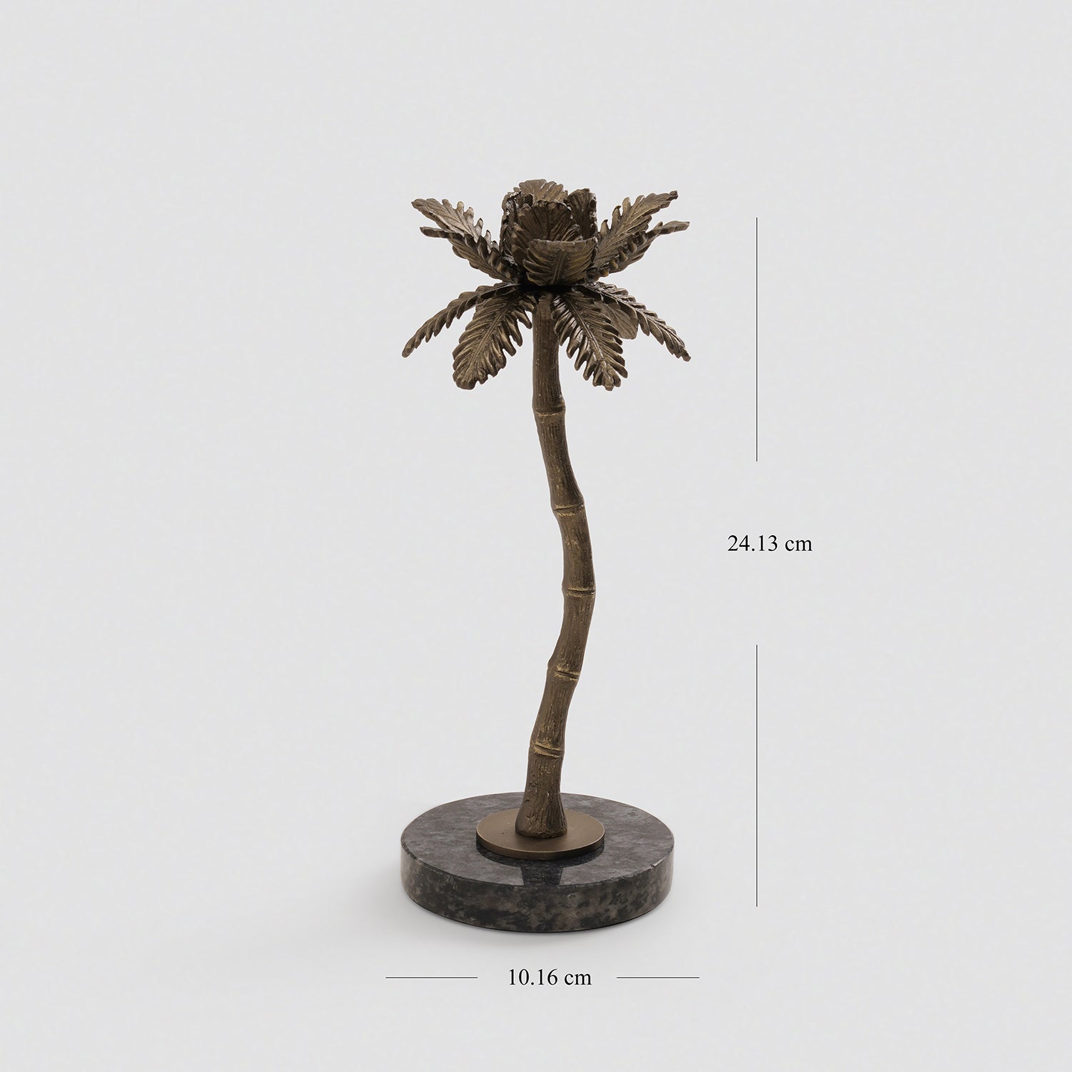 Brown Bronze Finish Palm Tree Candle Holder - Large