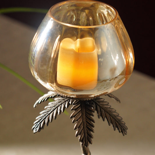 Brown Bronze Finish Palm Tree Votive Candle Holder
