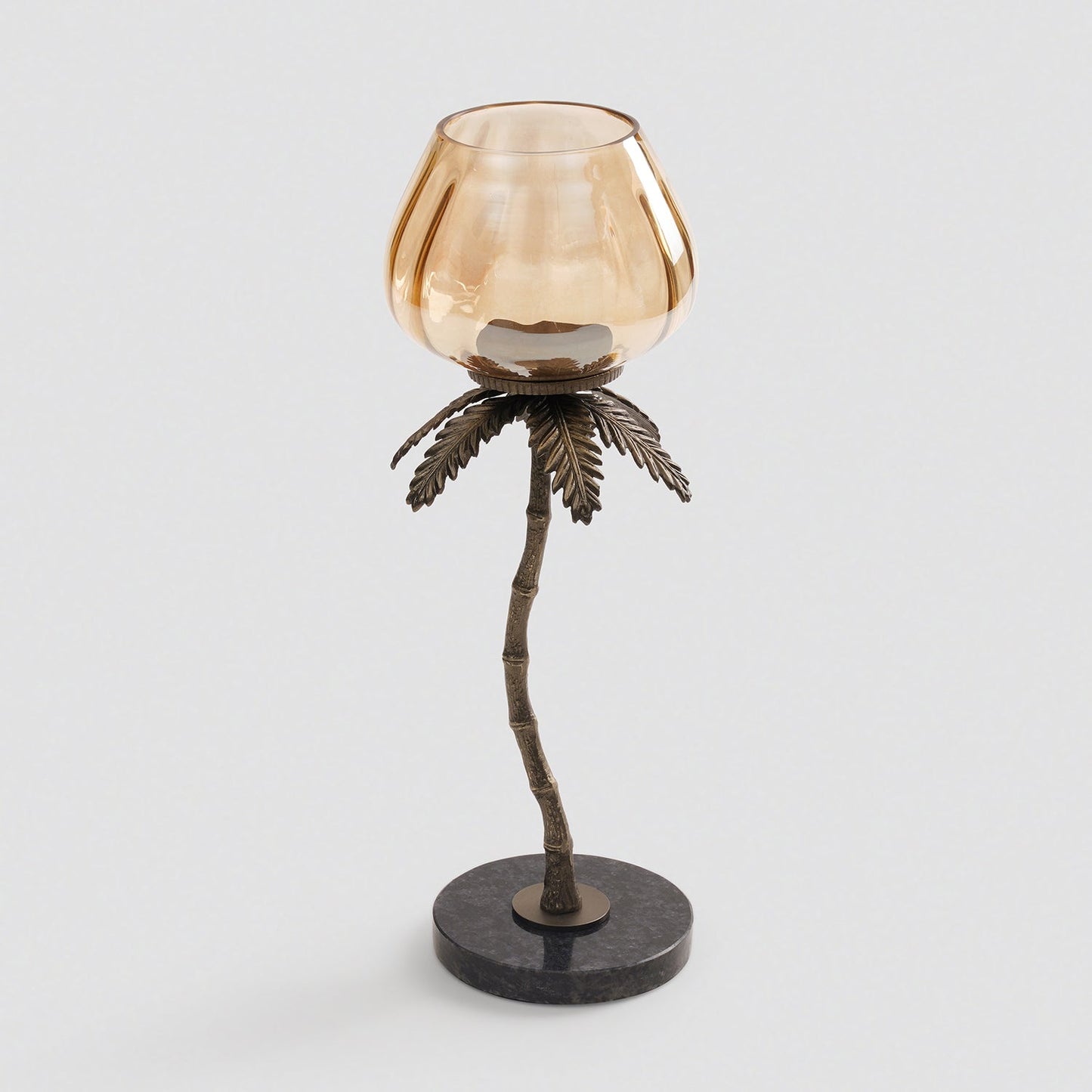 Brown Bronze Finish Palm Tree Votive Candle Holder
