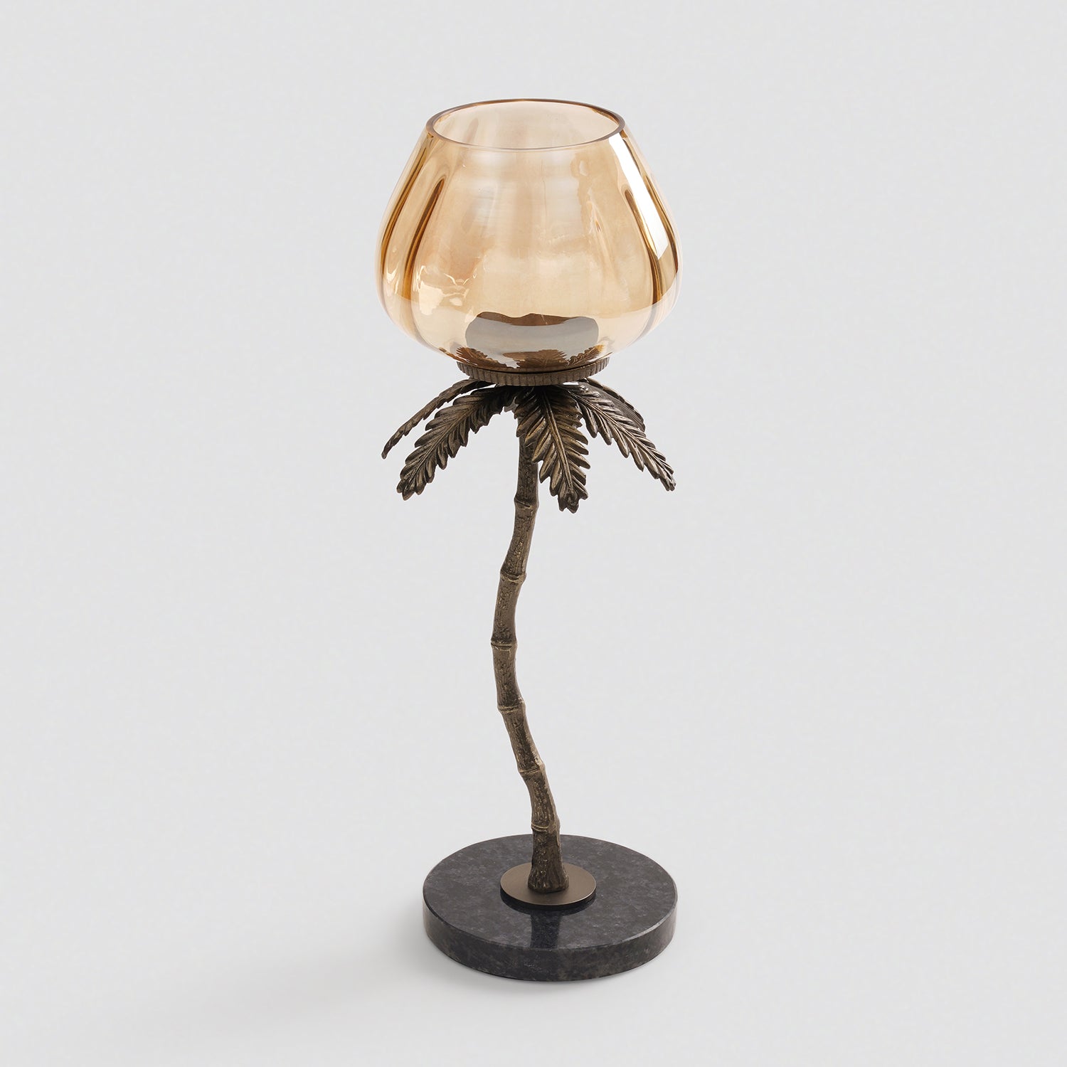Brown Bronze Finish Palm Tree Votive Candle Holder