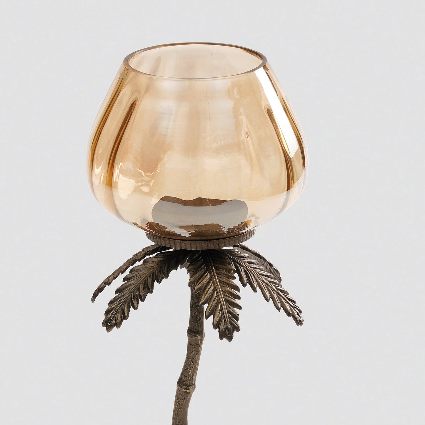 Brown Bronze Finish Palm Tree Votive Candle Holder