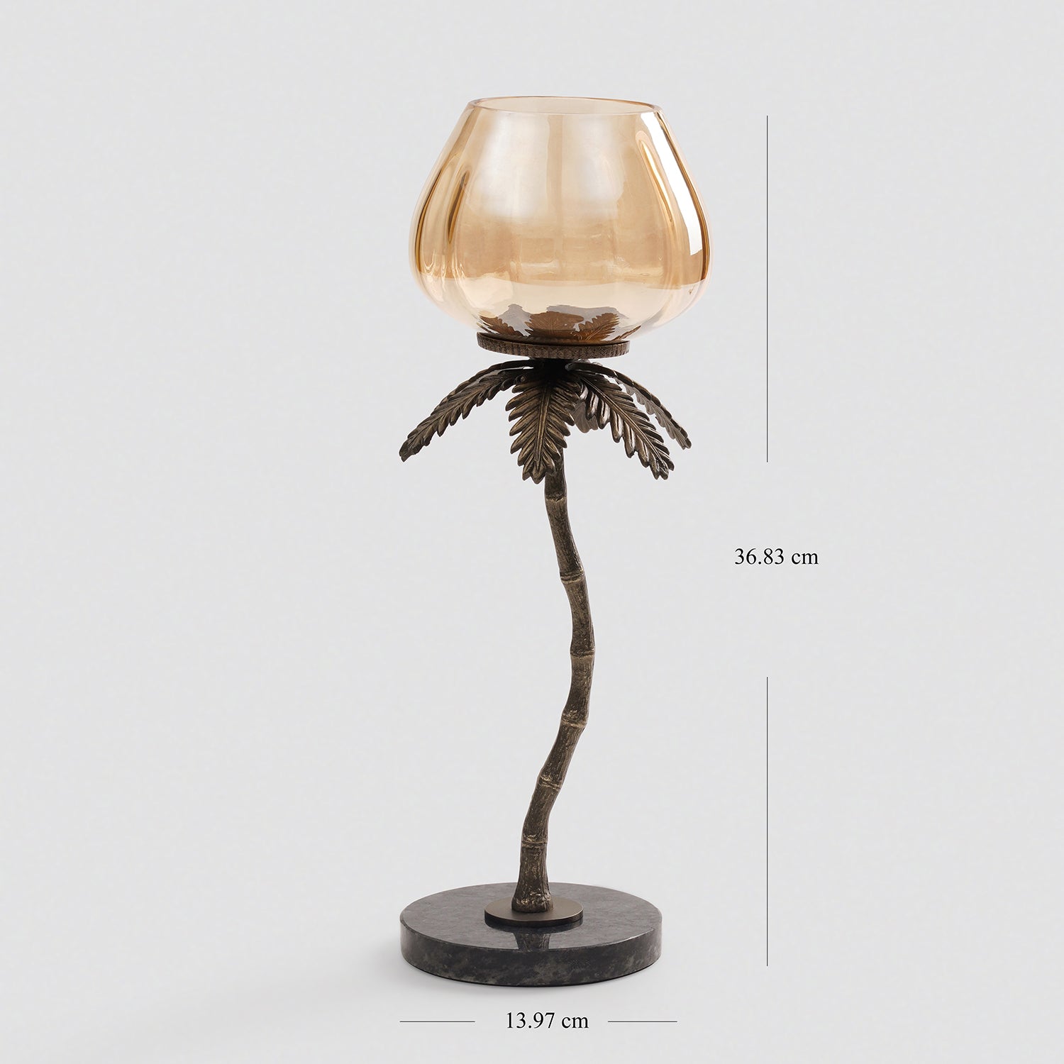 Brown Bronze Finish Palm Tree Votive Candle Holder