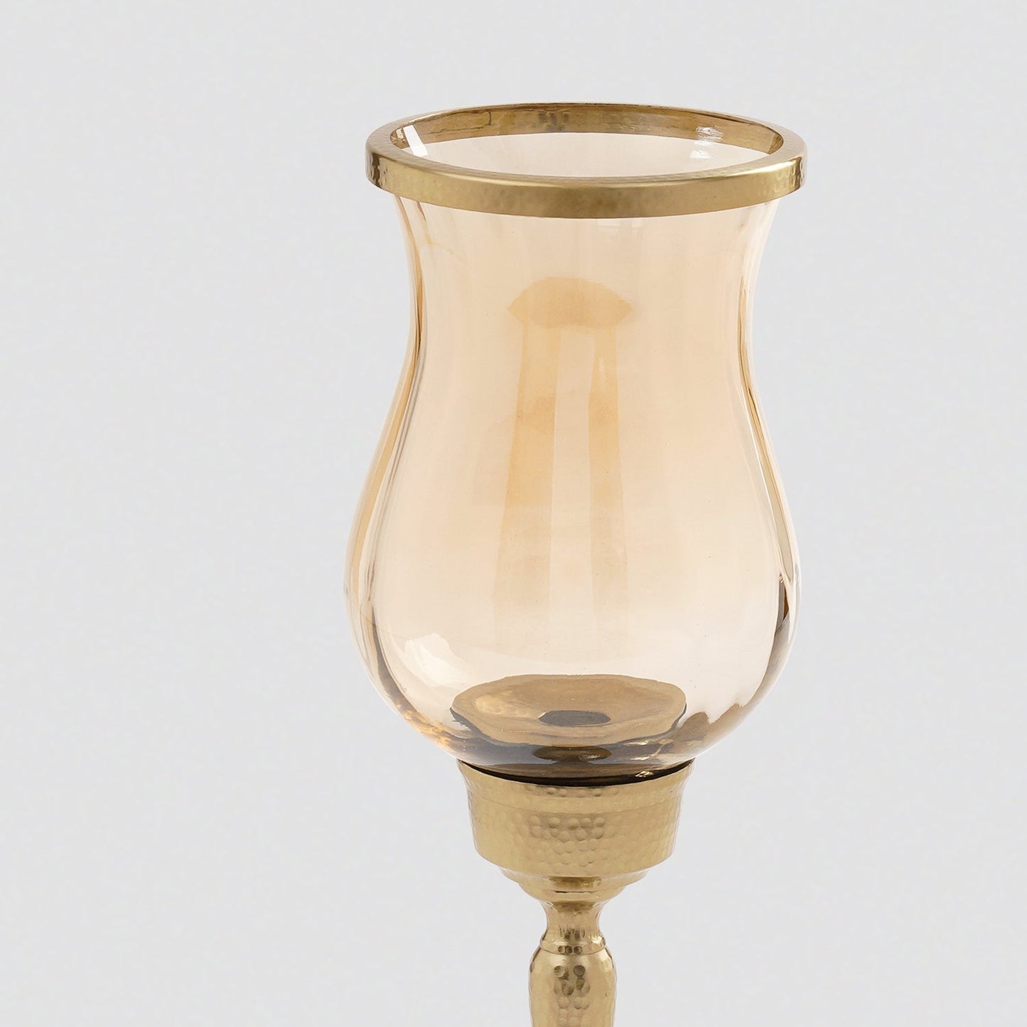 Amber Glass Hurricane Candle Holder