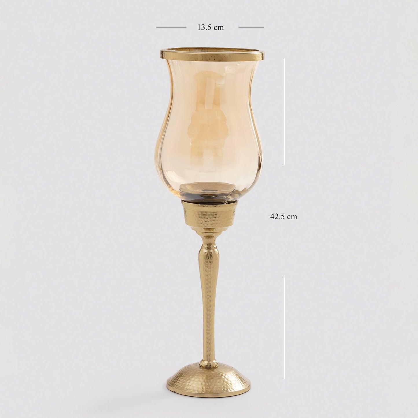 Amber Glass Hurricane Candle Holder