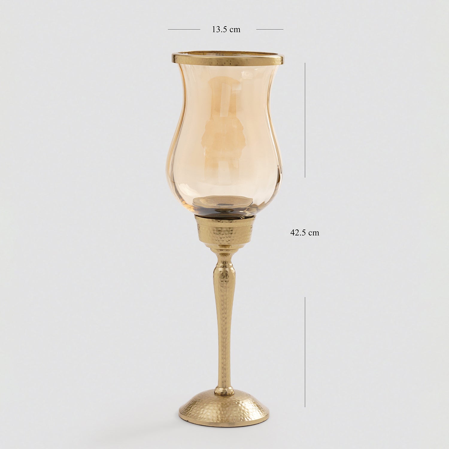Amber Glass Hurricane Candle Holder